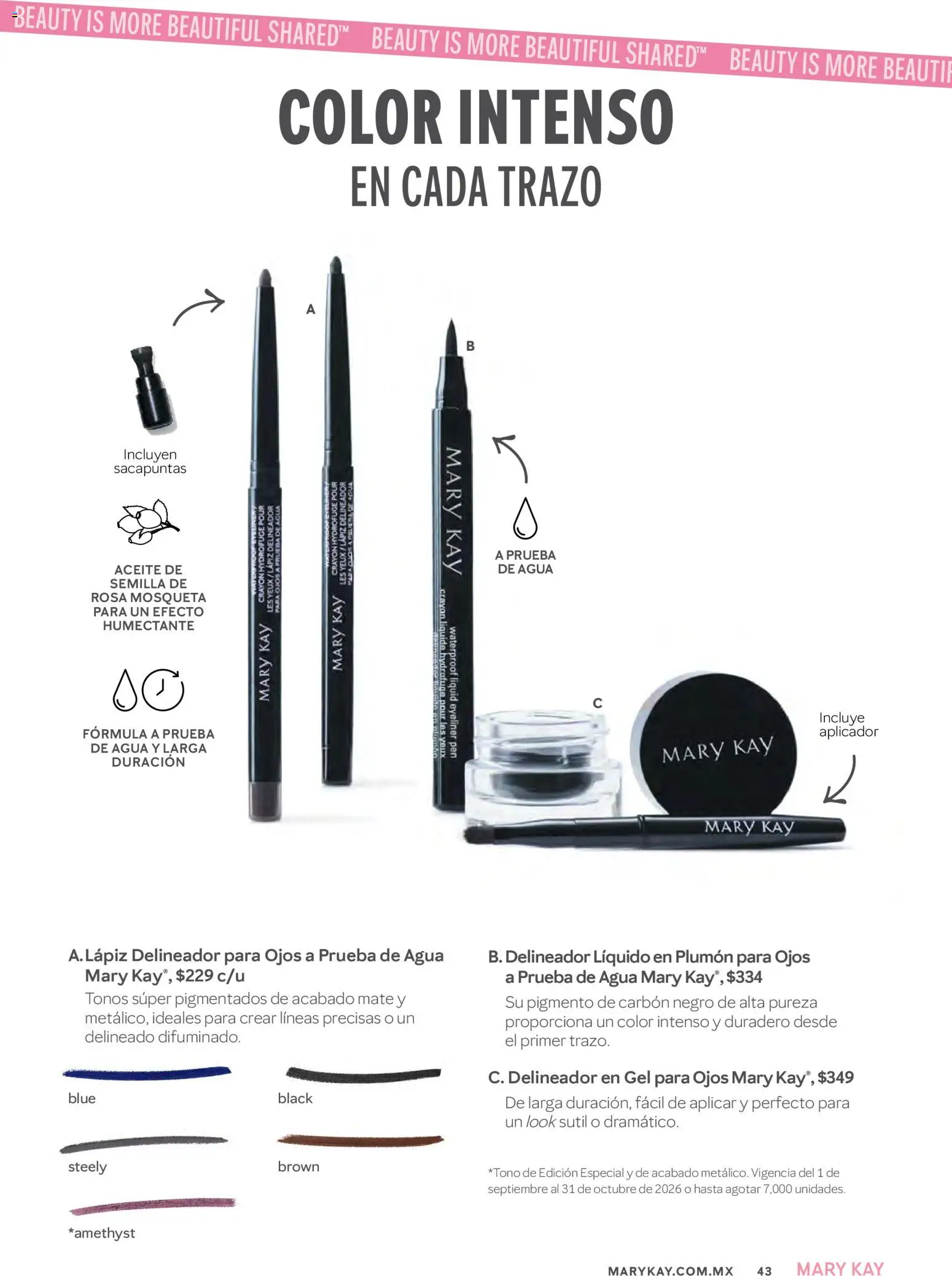 Nuevas ofertas de Mary Kay válidas en toda la República Mexicana desde el 01/09/2026. ¡Encuentra las mejores ofertas en Mary Kay catálogo! | Página: 43 | Productos: Sacapuntas, Aceite, Mate, Delineador