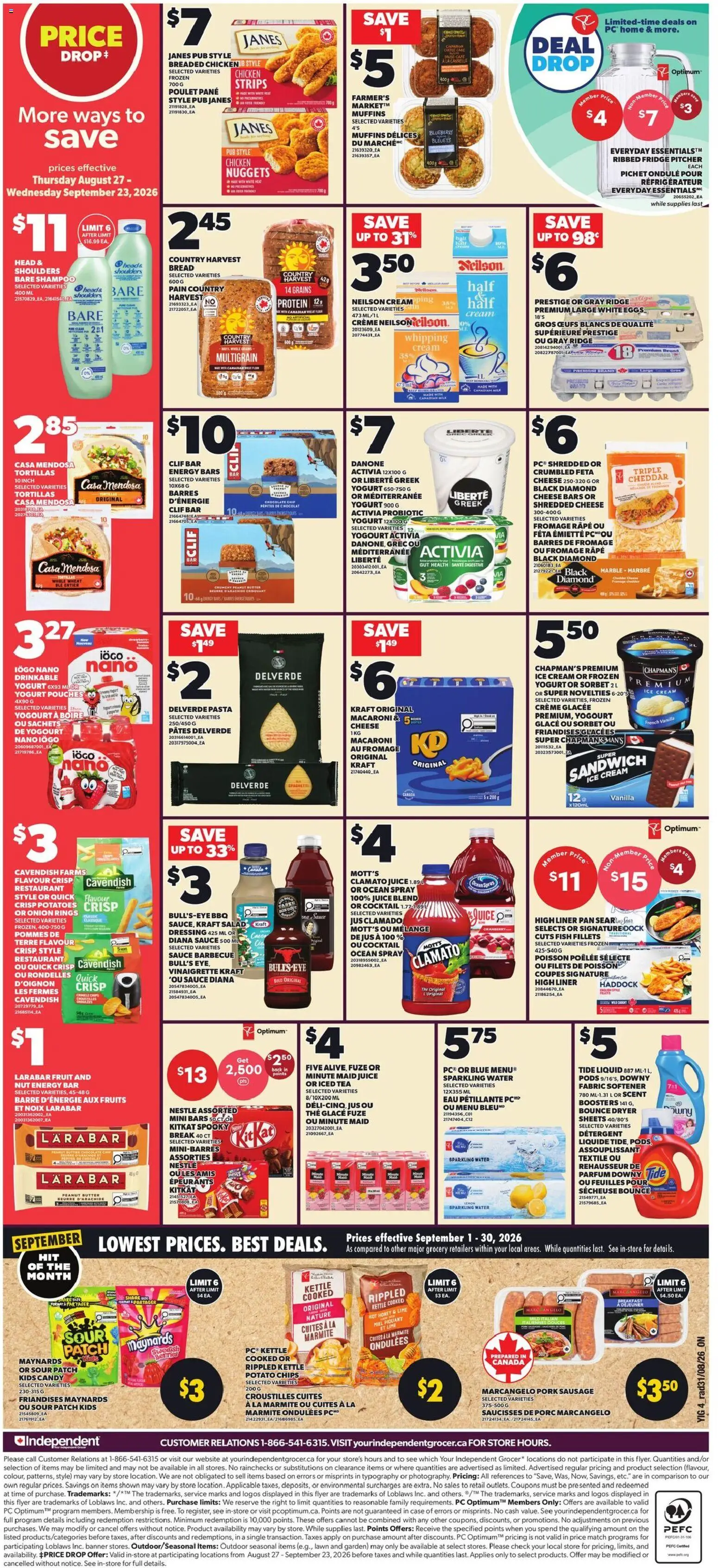 Independent Grocer flyer valid from Sep 3, 2026 | Page: 2 | Products: Ice cream, Fruit, Grains, Juice