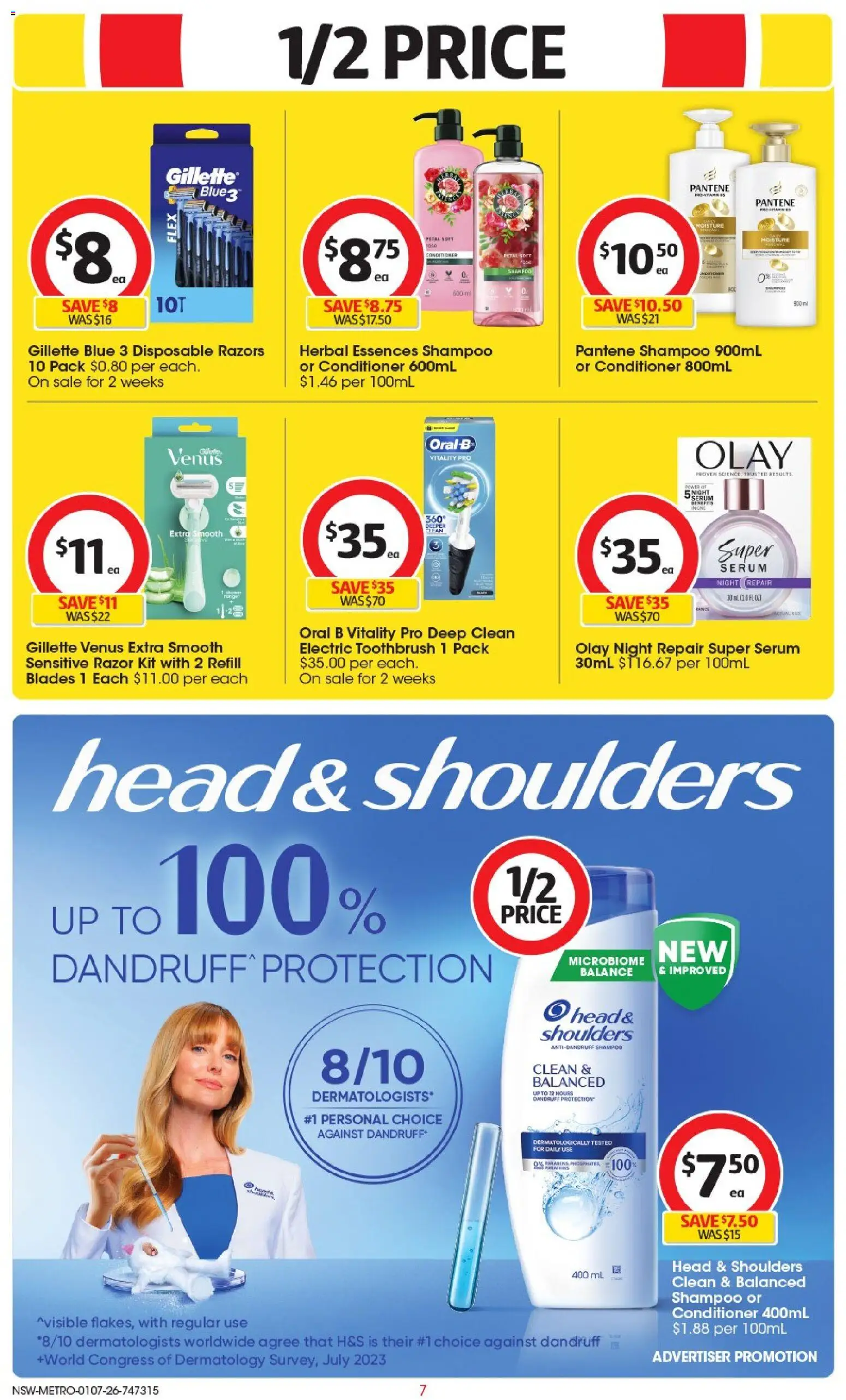 Coles catalogue - valid from 01/07/2026 | Page: 7 | Products: Shampoo, Razor, Razors, Electric toothbrush
