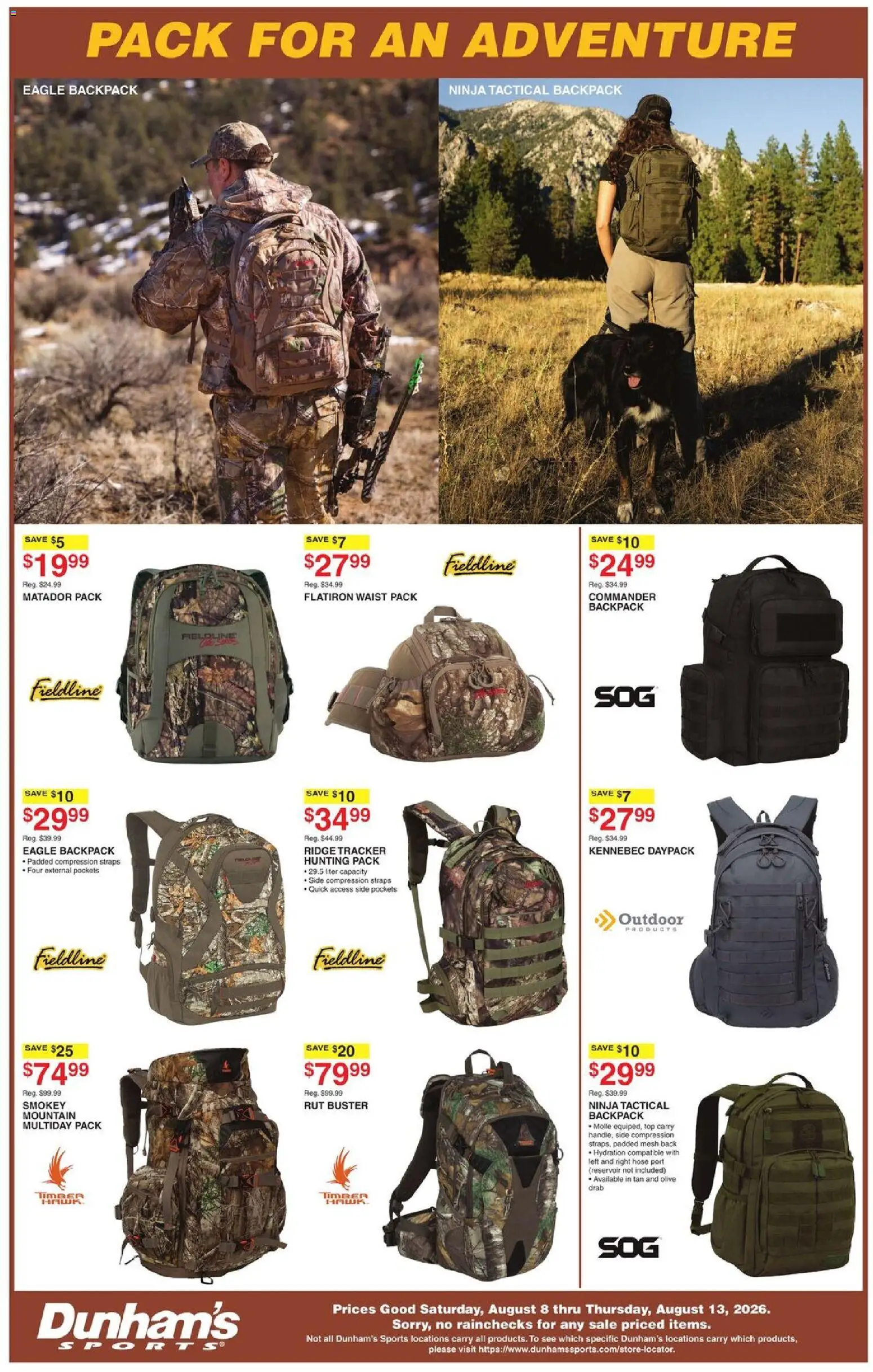 Dunham's Sports Weekly Ad - valid from 08/07/2026 | Page: 8 | Products: Ridge, Backpack, Hunting Pack