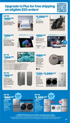 Preview of Sam's Club weekly ads valid from 07/22/2026 | Page: 27 | Products: Robot, Mattress, Vacuum, Massage Chair
