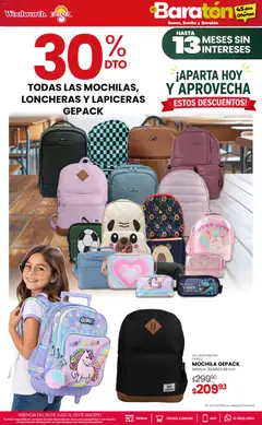 Vista previa de Del Sol y Woolworth catálogo Bueno, Bonito y Baratón, nuevo folleto de la tienda, válido en México a partir del 30/07/2026 | Página: 4 | Productos: Mochila