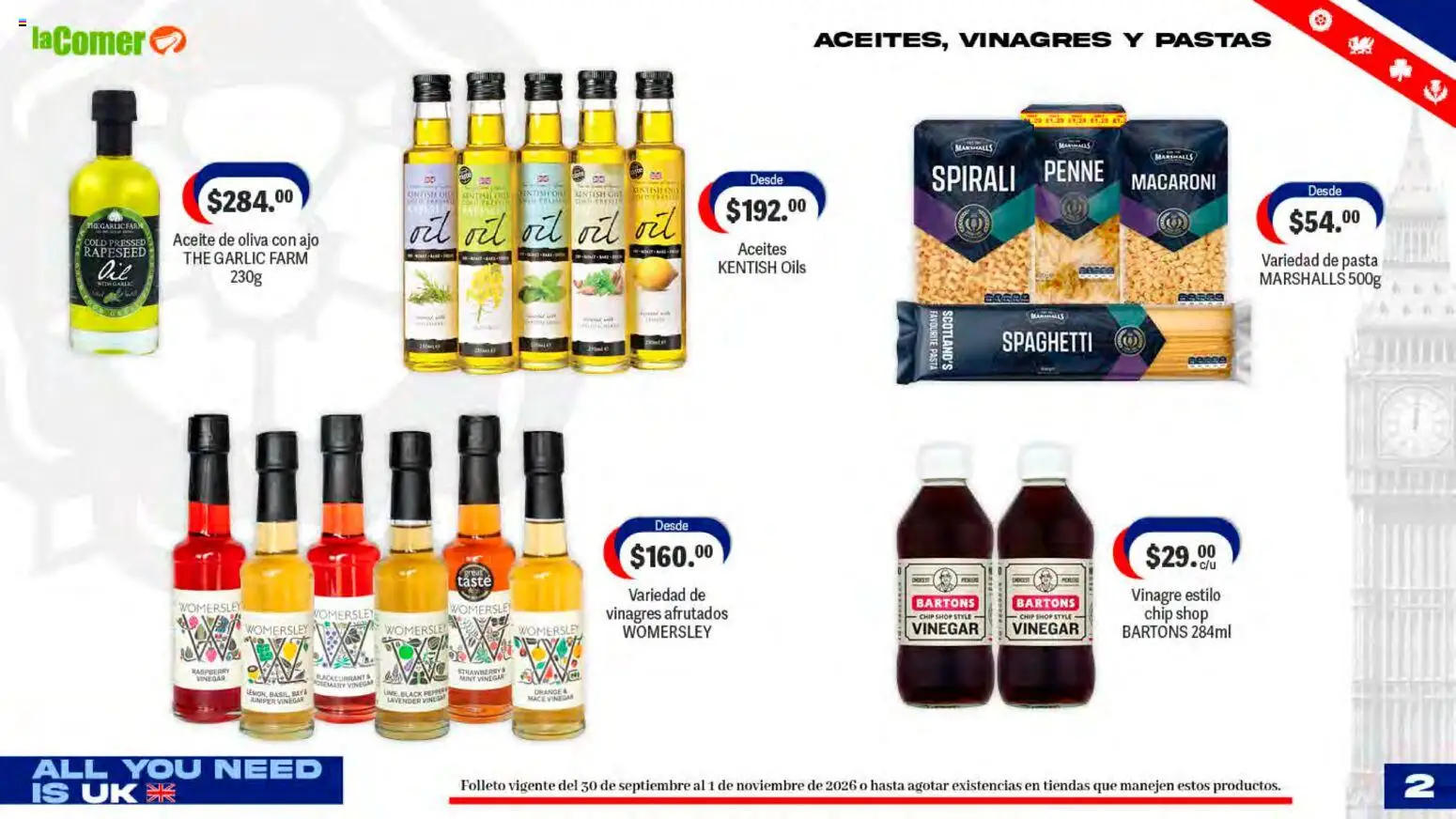 Nuevas ofertas de La Comer válidas en toda la República Mexicana desde el 30/09/2026. ¡Encuentra las mejores ofertas en La Comer folleto! | Página: 2 | Productos: Vinagre, Aceite de oliva, Ajo, Aceite