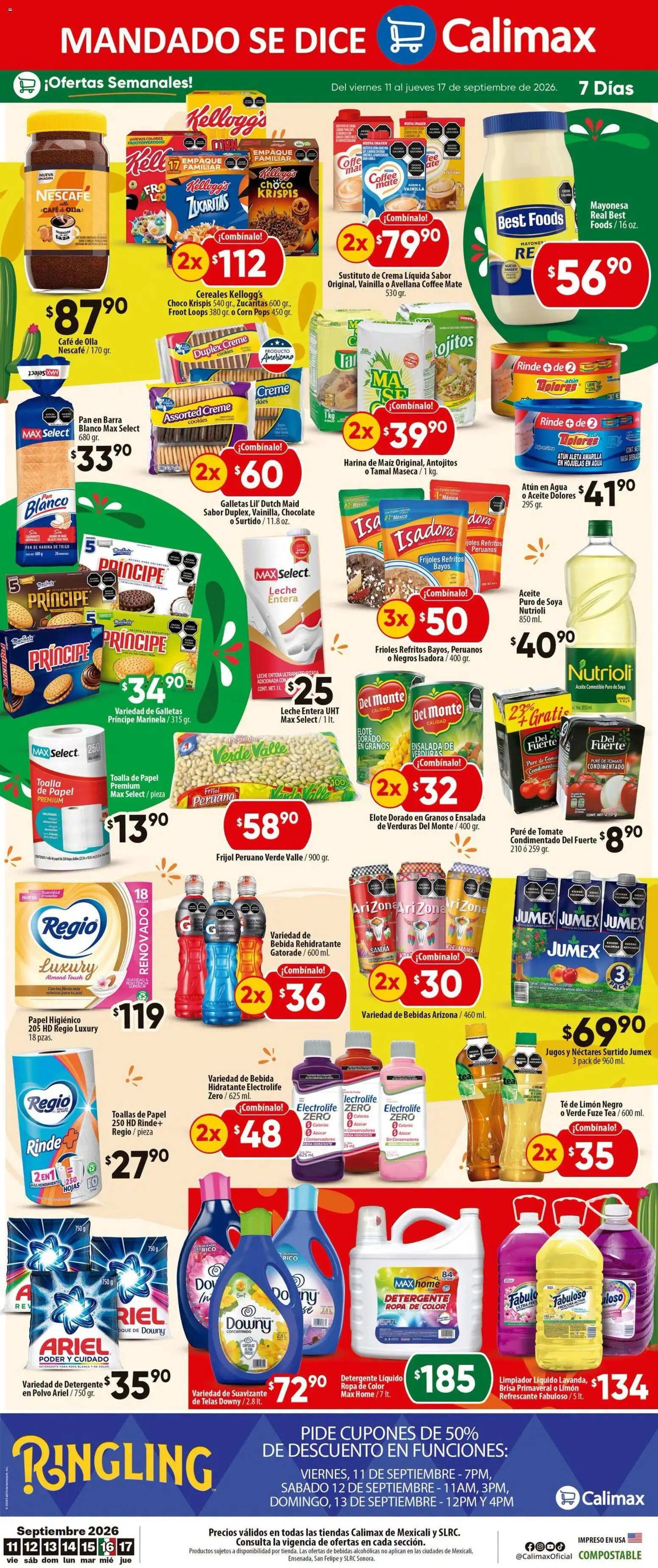 Nuevas ofertas de Calimax válidas en toda la República Mexicana desde el 11/09/2026. ¡Encuentra las mejores ofertas en Calimax folleto Mexicali y SLRC! | Página: 6 | Productos: Atún, Crema, Suavizante, Ensalada