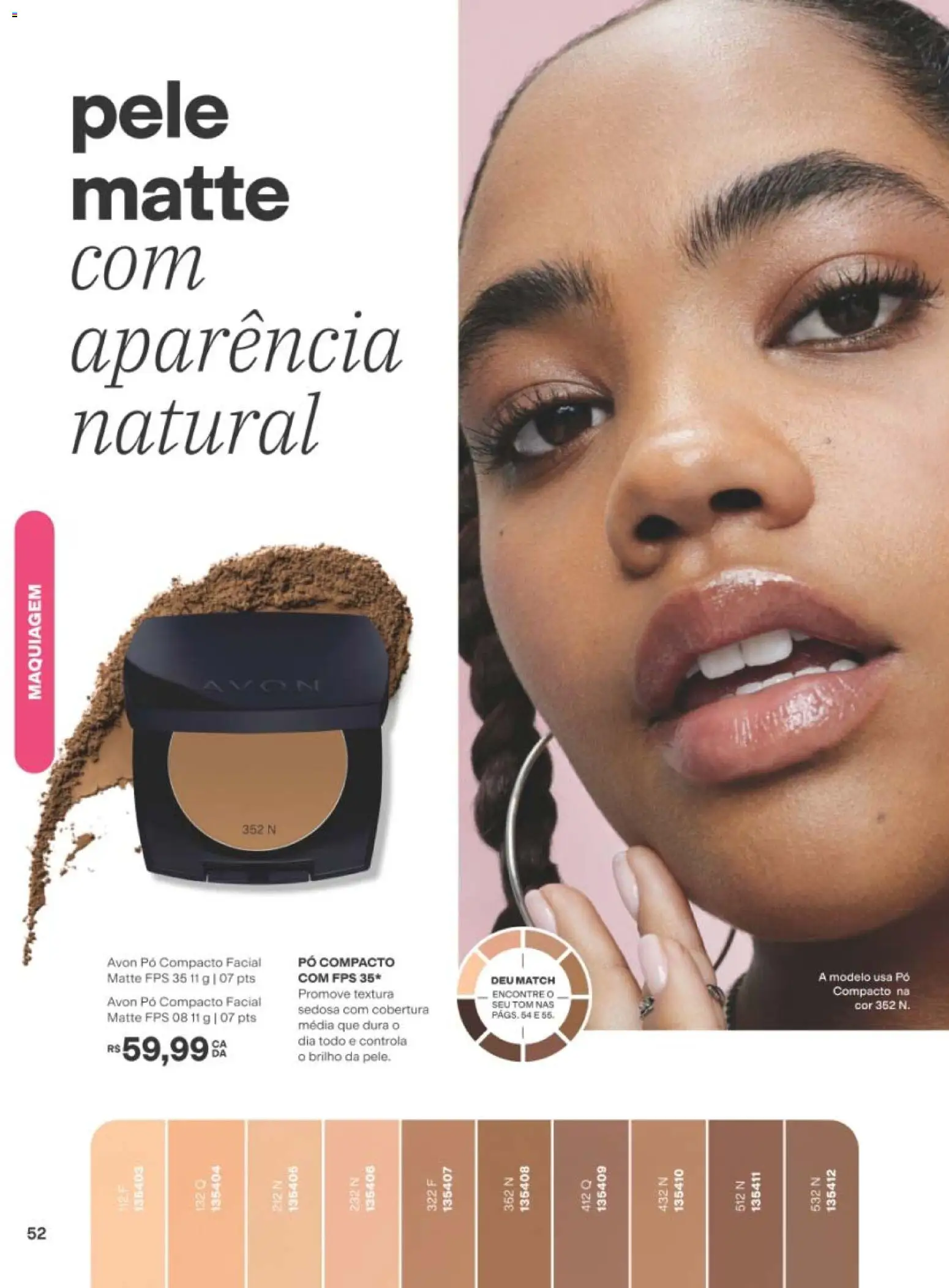 Avon Folheto - válido de 10/08/2026 | Página: 52 | Produtos: Pó compacto, Maquiagem, Pó