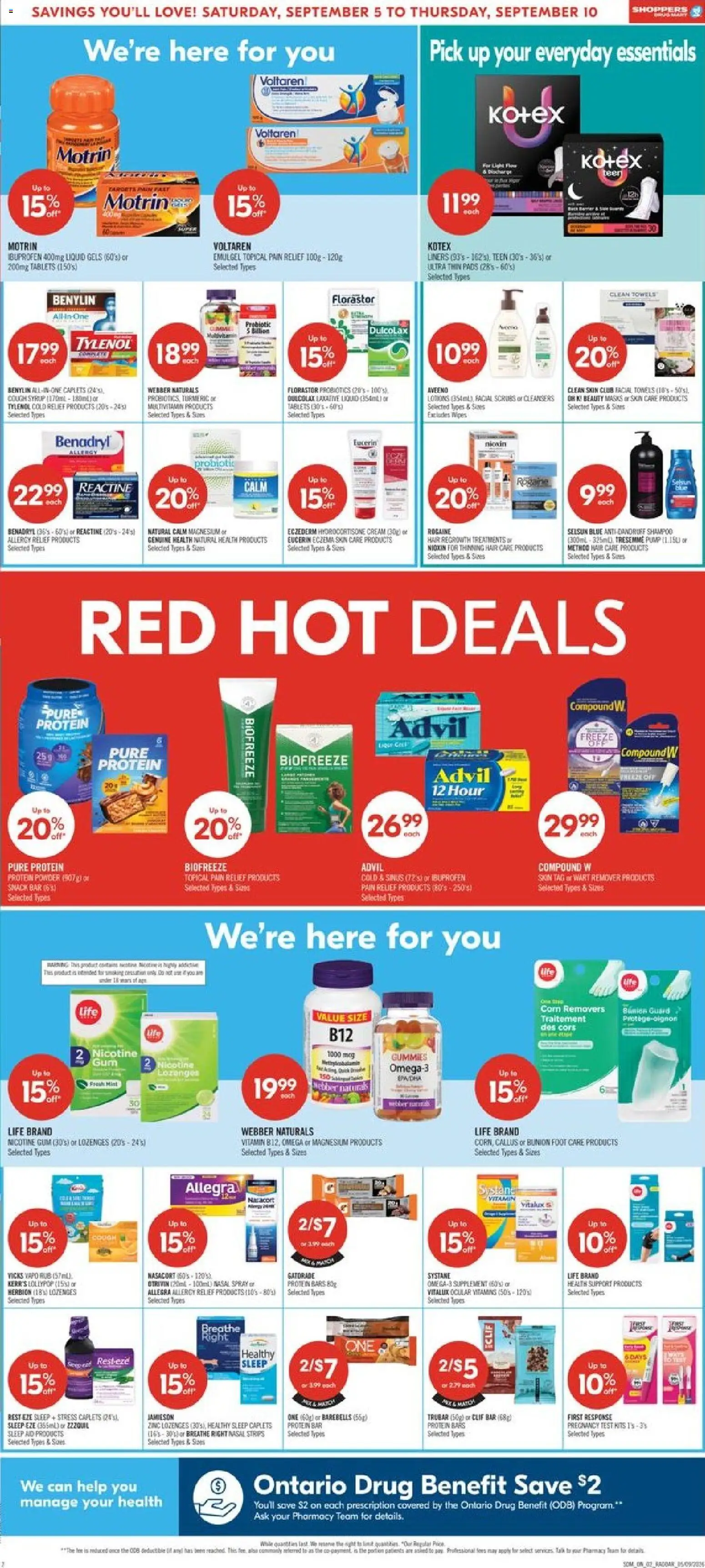 Shoppers flyer valid from Sep 5, 2026 | Page: 3 | Products: Cream, Towels, Syrup, Cough syrup