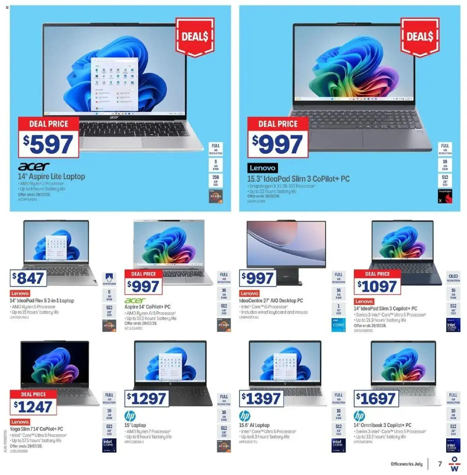 Officeworks catalogue - valid from 12/07/2026 | Page: 7 | Products: Pc, Desktop, Mouse, Laptop