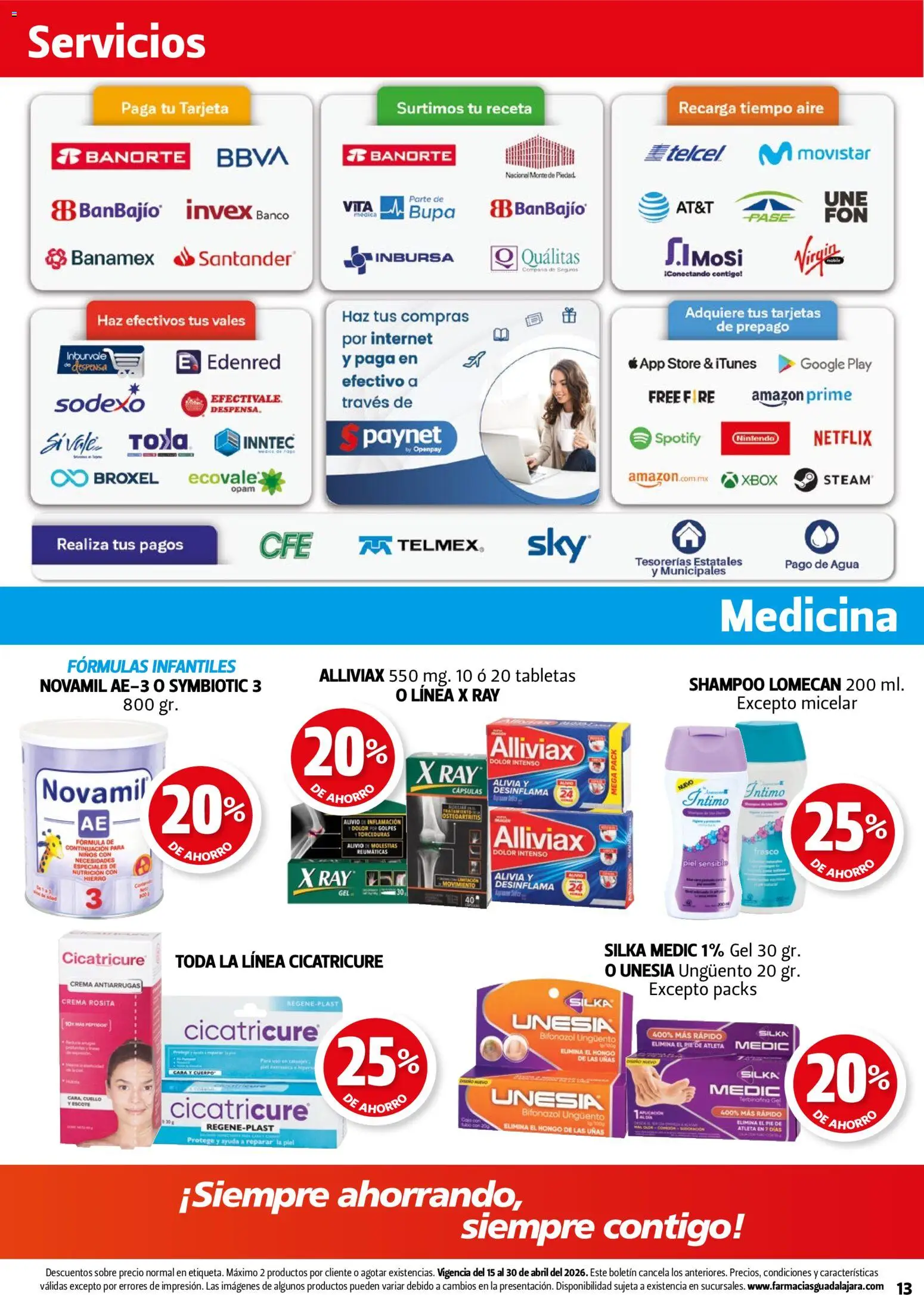 Nuevas ofertas de Farmacia Guadalajara válidas en toda la República Mexicana desde el 15.04.2026. ¡Encuentra las mejores ofertas en Farmacia Guadalajara catálogo! | Página: 13 | Productos: Agua, Despensa, Sobre, Xbox