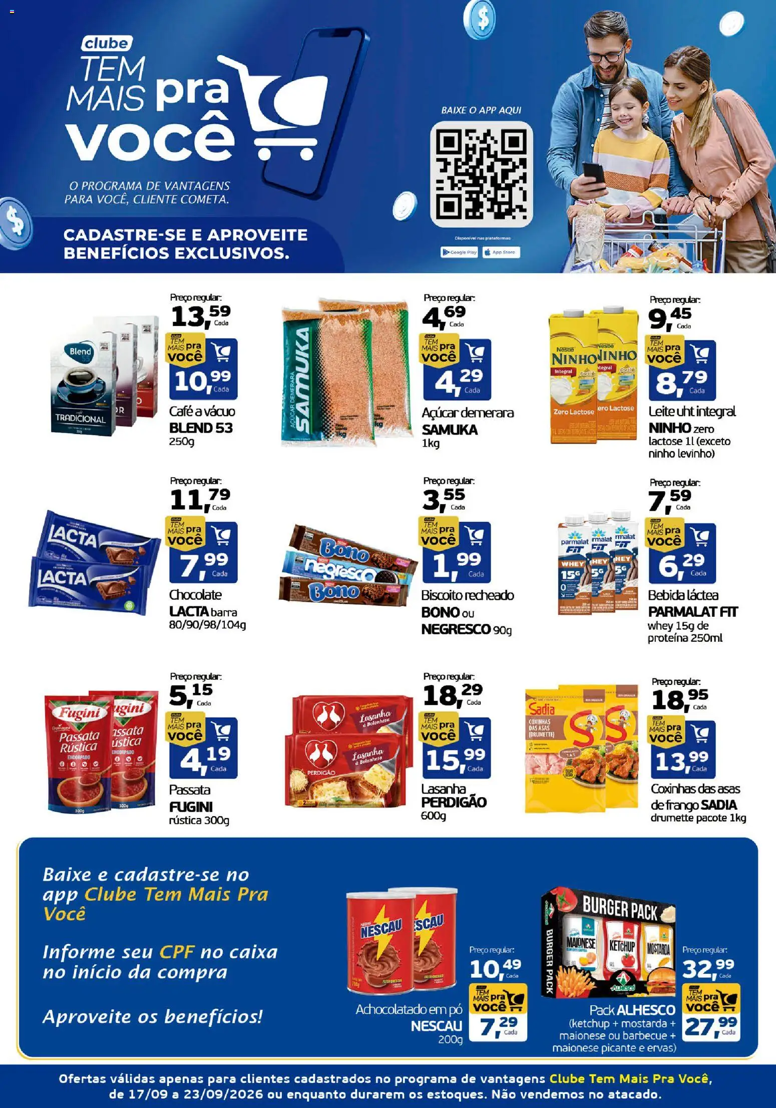 Cometa Supermercados Folheto - válido de 17/09/2026 | Página: 1 | Produtos: Leite, Frango, Proteína, Asas de frango