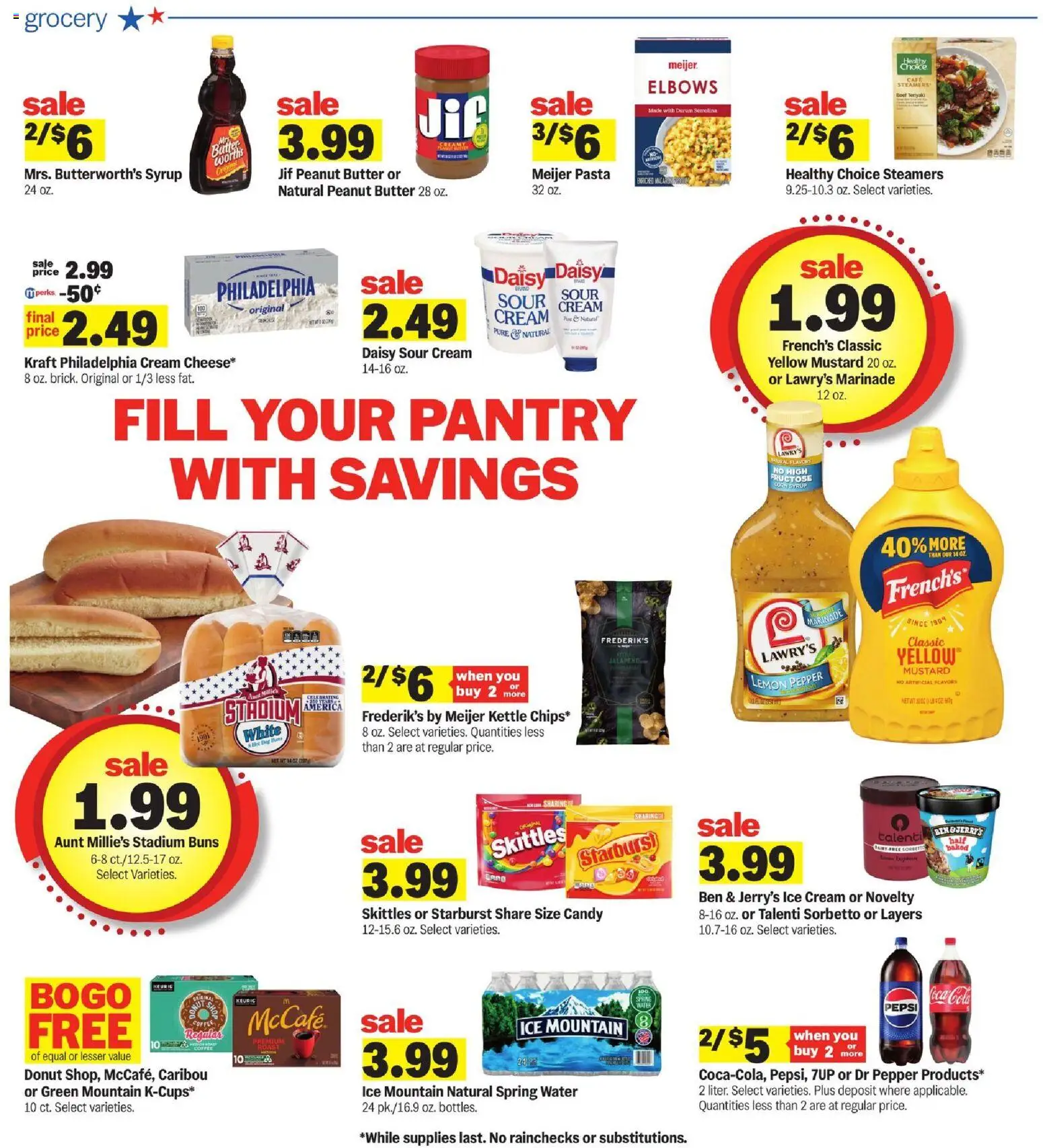 Meijer Weekly Ad - valid from 20.05.2026 | Page: 3 | Products: Butter, Coffee, Pasta, Water