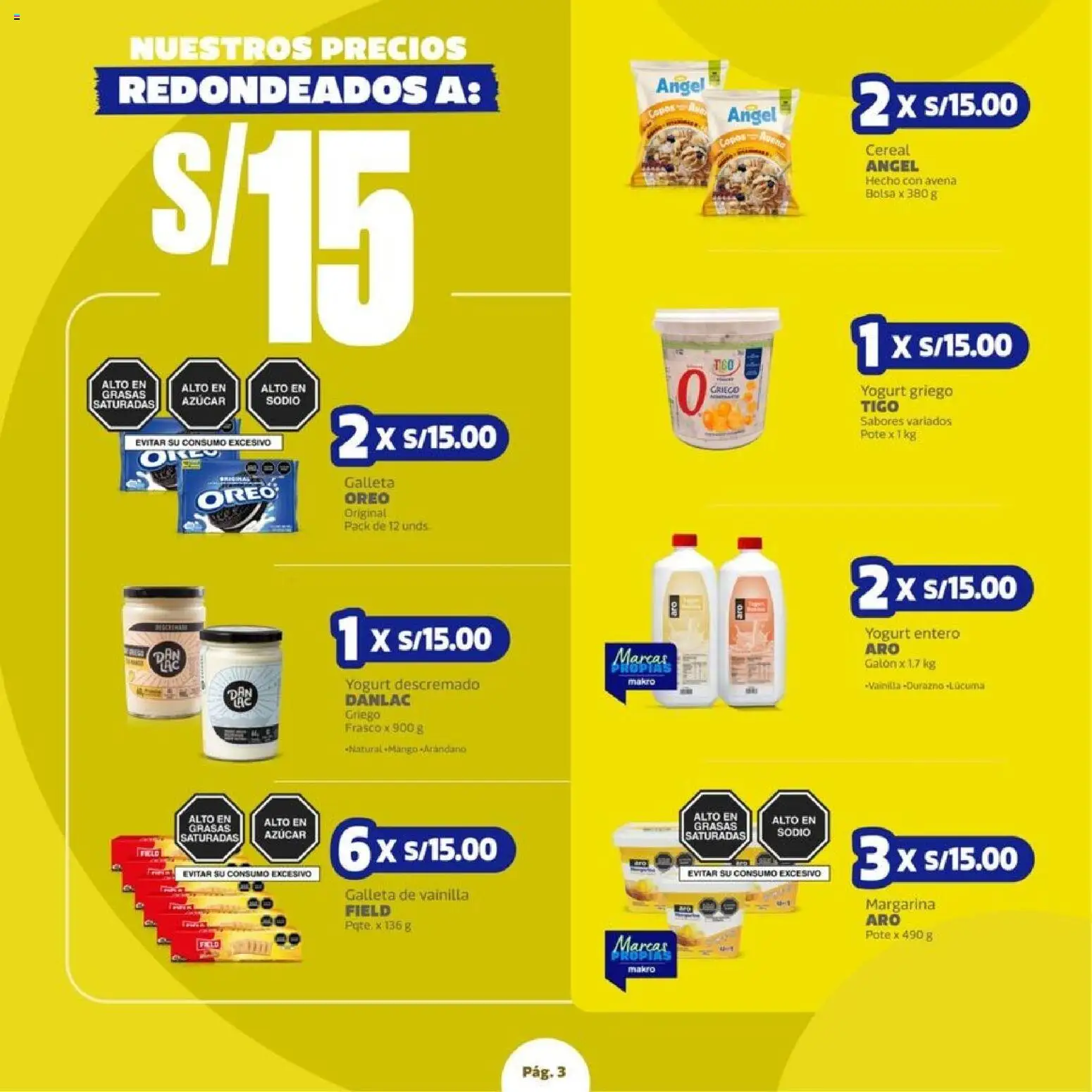 Catálogo Makro válido desde 27/08/2026 | Página: 3 | Productos: Margarina, Vainilla, Yogurt, Azúcar