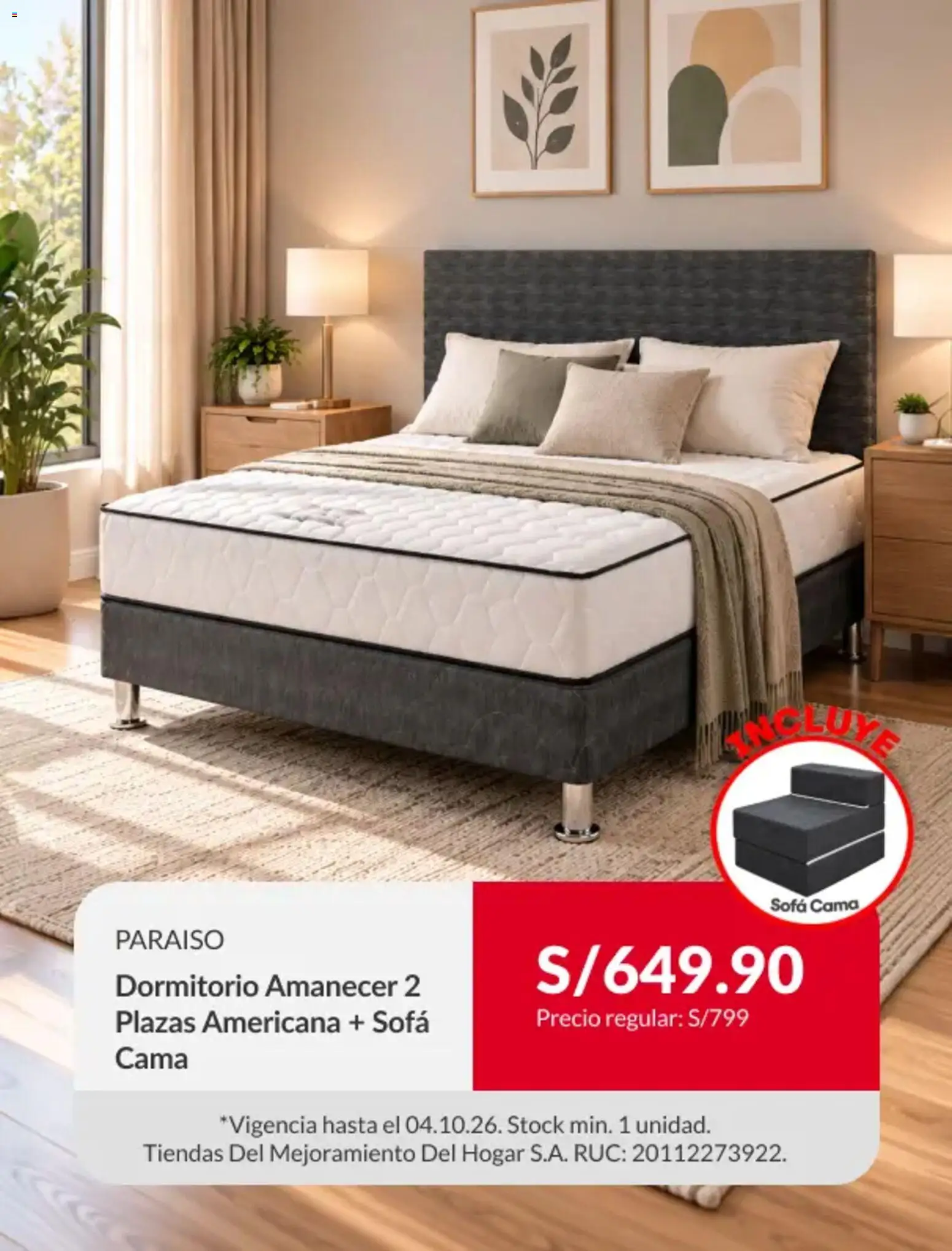 Catálogo Sodimac válido desde 28/09/2026 | Página: 9 | Productos: Cama, Sofá
