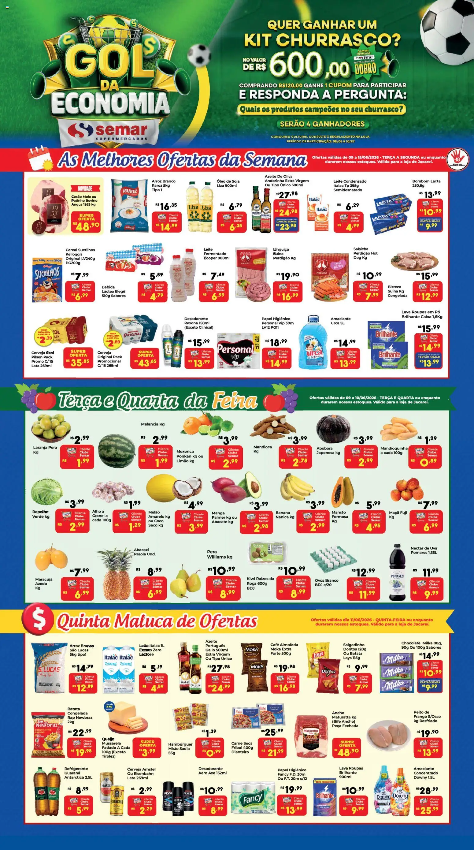 Semar Supermercado Folheto - válido de 09.06.2026 | Página: 1 | Produtos: Alho, Arroz, Sucrilhos, Mussarela