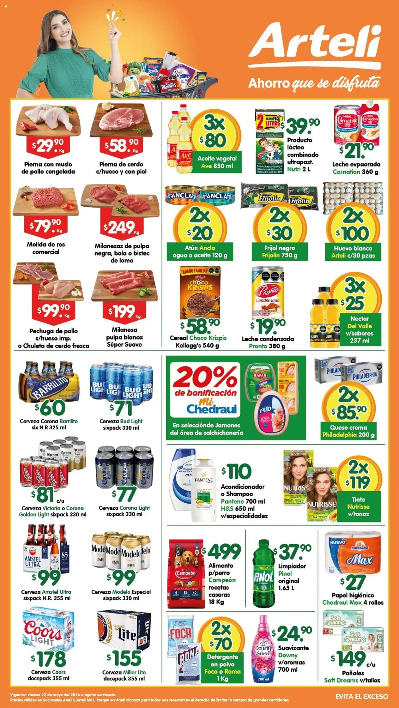 Nuevas ofertas de Arteli válidas en toda la República Mexicana desde el 22.05.2026. ¡Encuentra las mejores ofertas en Arteli folleto Tuxpan! | Página: 1 | Productos: Crema, Cerdo, Res, Limpiador