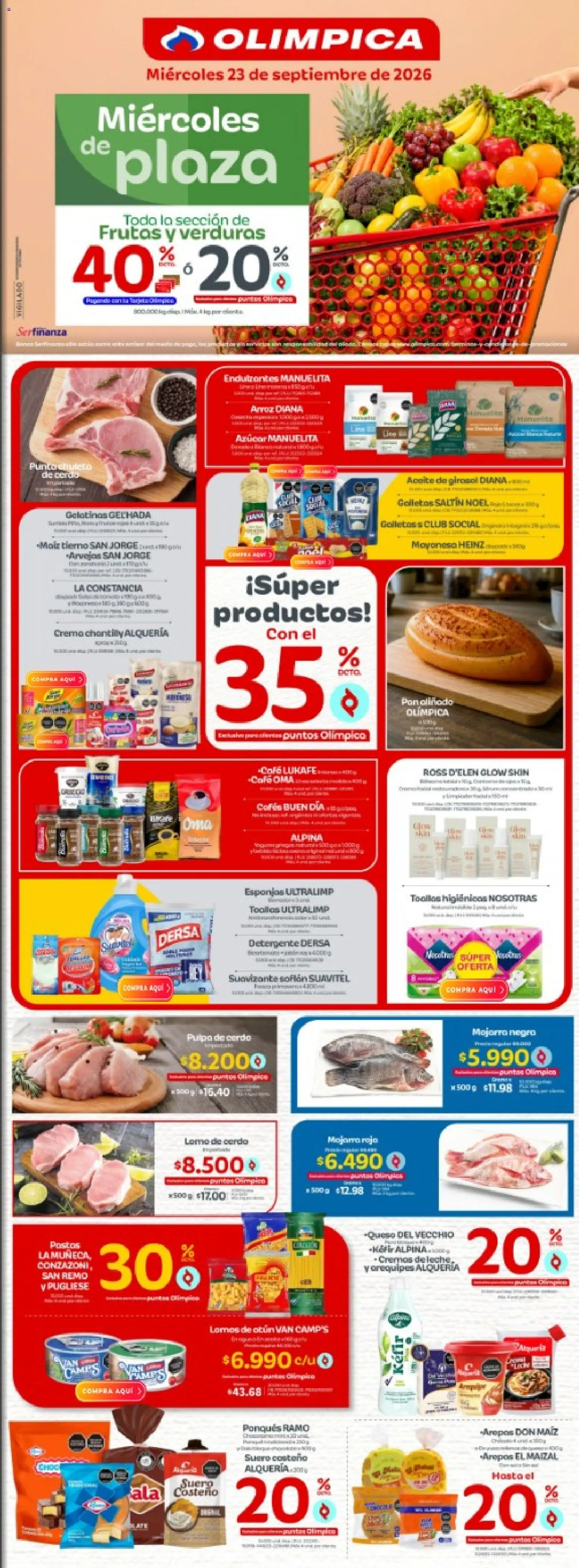 Olímpica revista - valida desde el 23/09/2026 | Página: 1 | Productos: Arroz, Esponjas, Azucar, Detergente