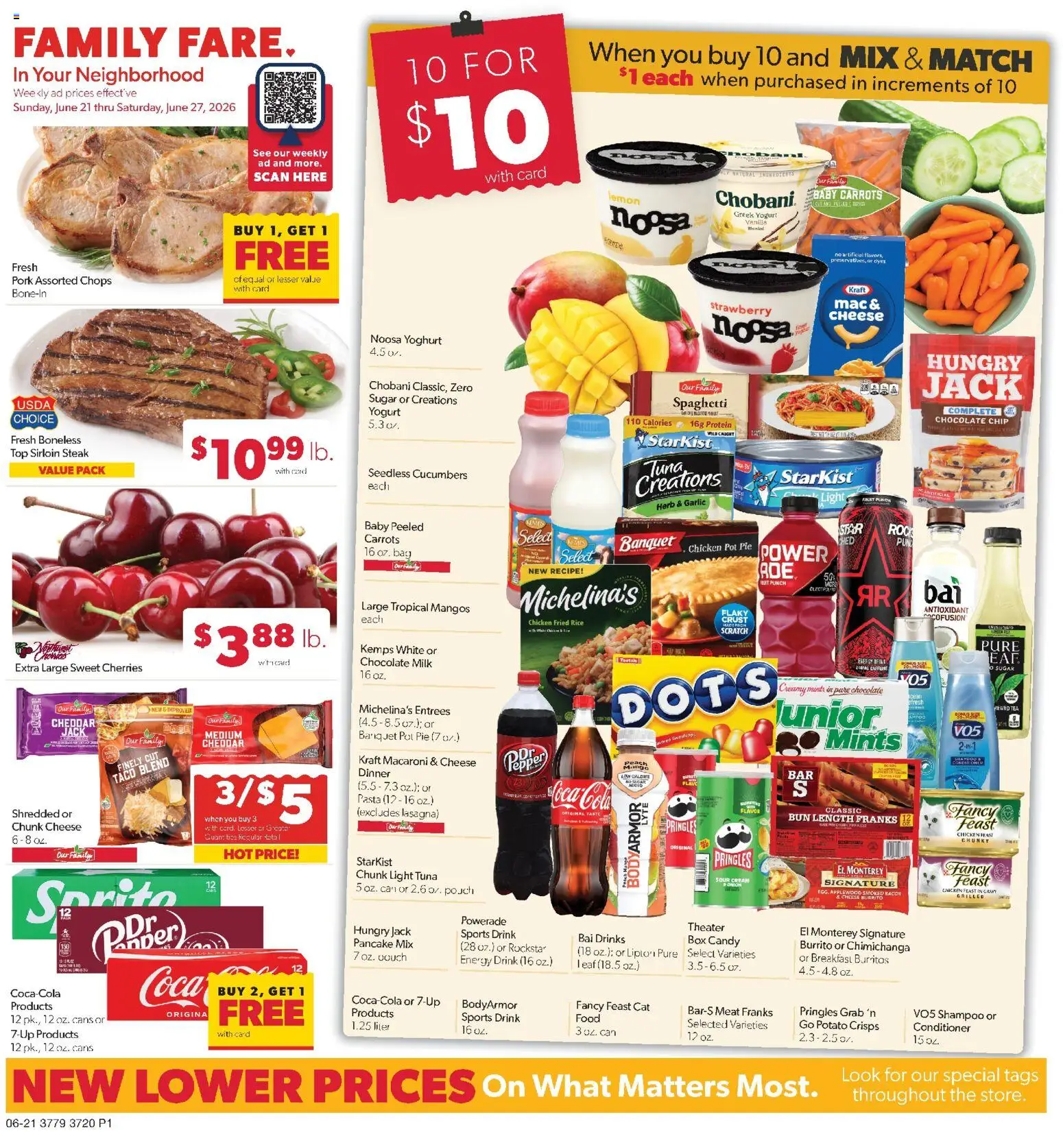 Family Fare Weekly Ad - NE - valid from 06/21/2026 | Page: 1 | Products: Chocolate, Pork, Rice, Sour cream