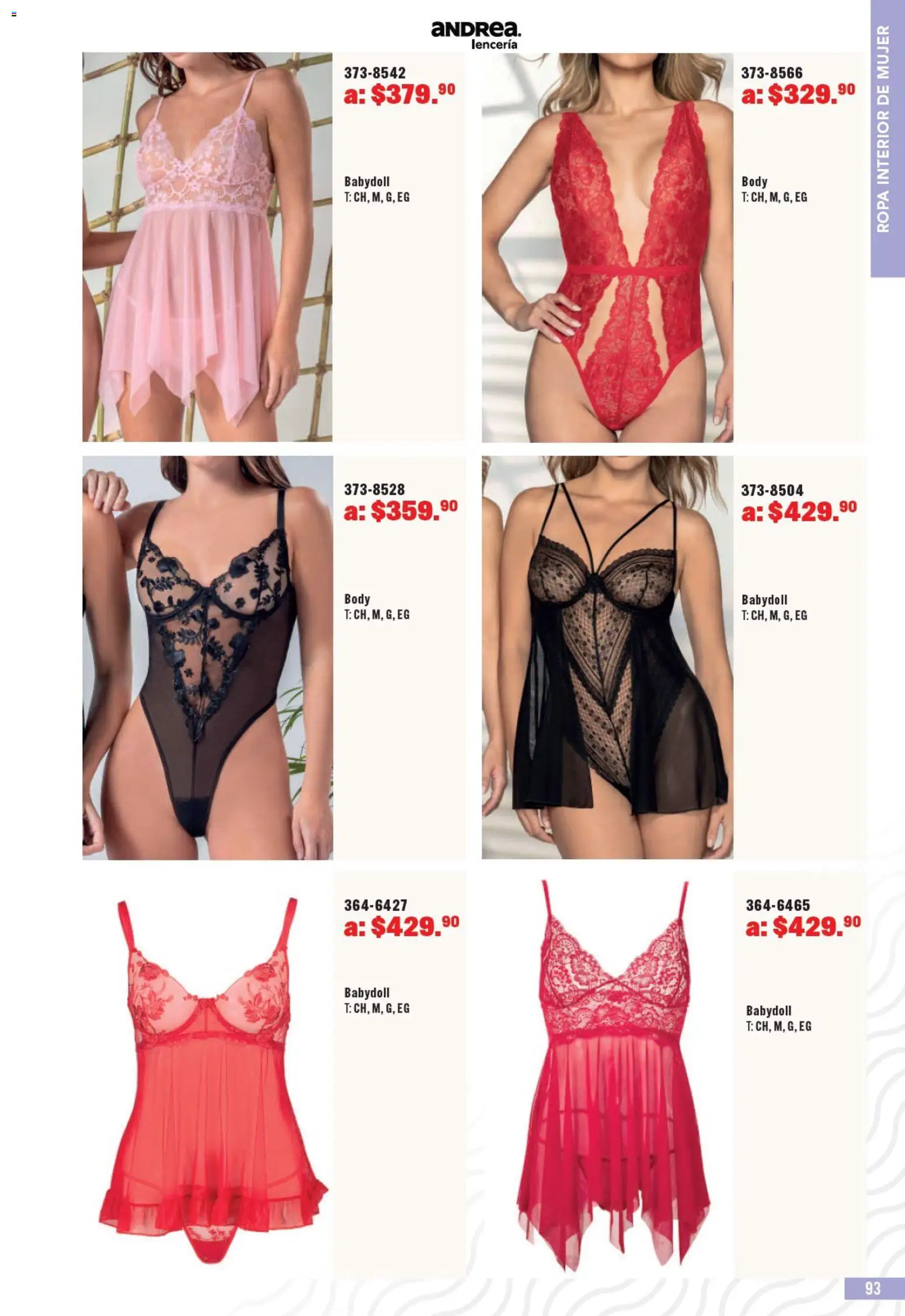 Nuevas ofertas de Andrea válidas en toda la República Mexicana desde el 05/07/2026. ¡Encuentra las mejores ofertas en Andrea catálogo Especial! | Página: 93 | Productos: Ropa, Ropa interior, Body, Lenceria