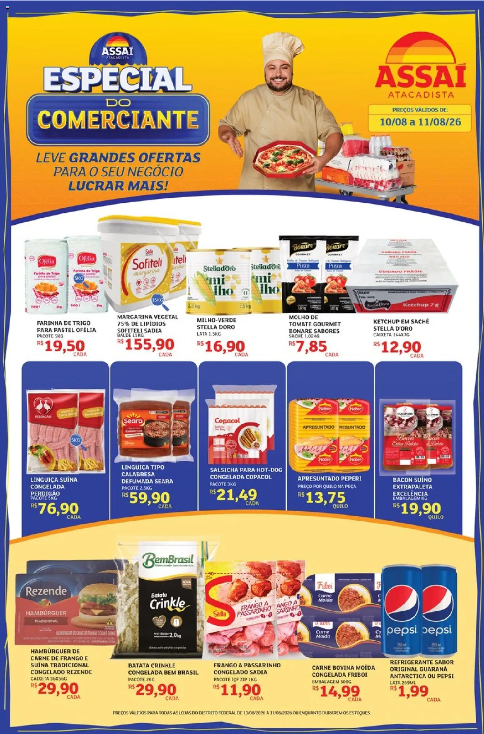 Assaí Atacadista Folheto - válido de 10/08/2026 | Página: 1 | Produtos: Pizza, Carne, Batata, Bacon