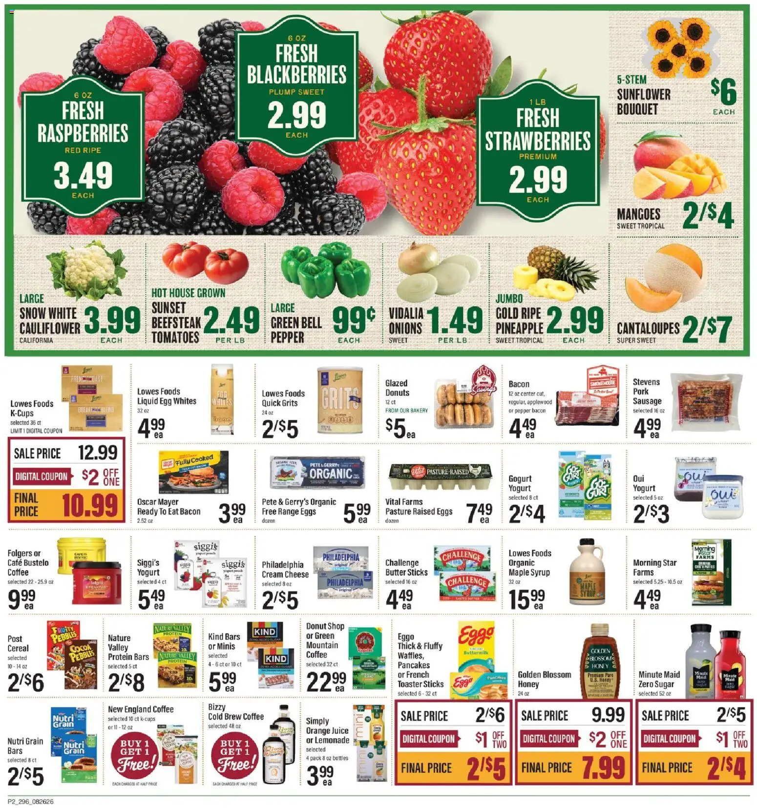 Lowes Foods Weekly Ad - SC - valid from 08/26/2026 | Page: 2 | Products: Syrup, Eggs, Tomatoes, Cream