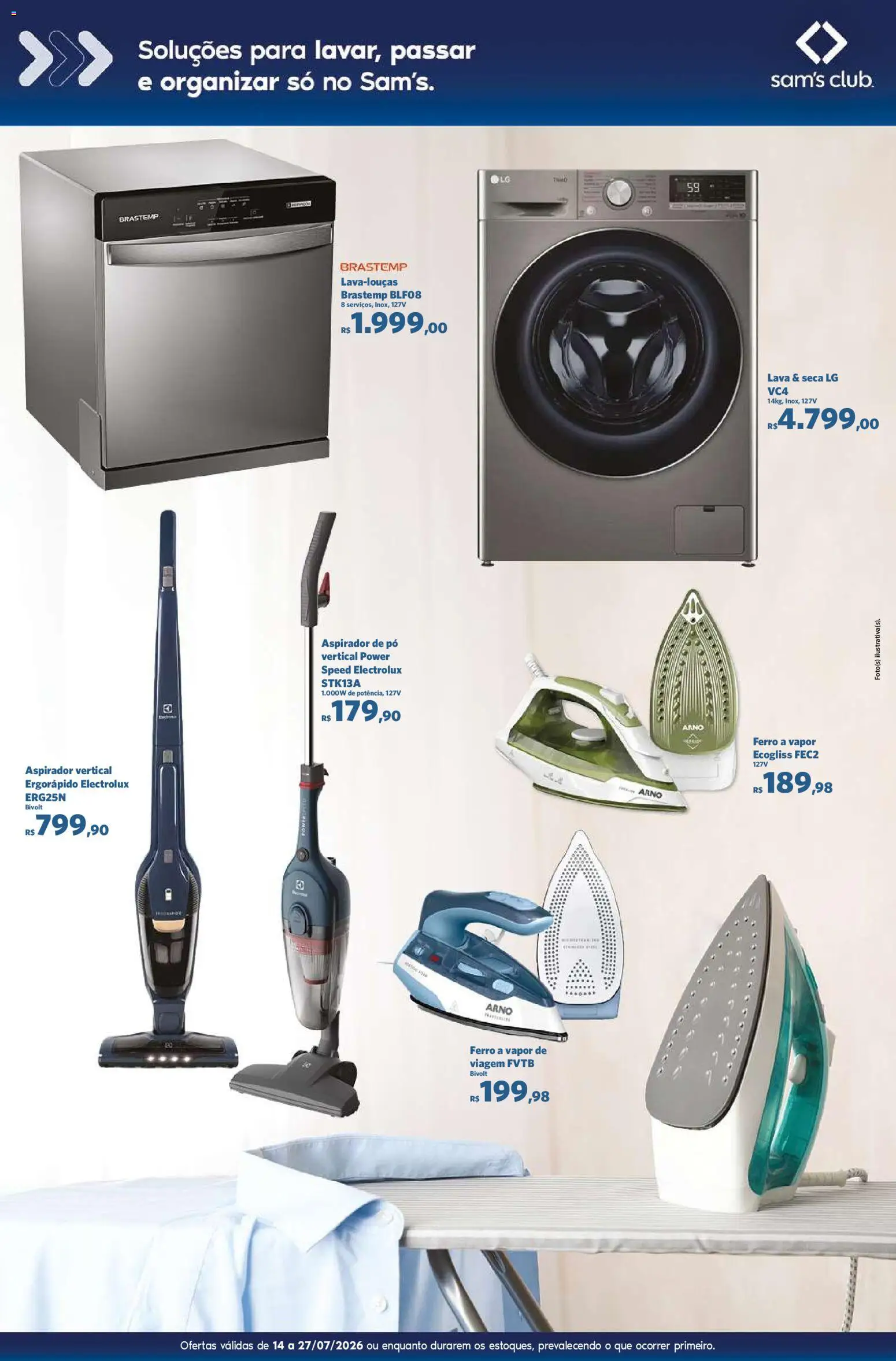 Sam's Club Folheto - válido de 14/07/2026 | Página: 11 | Produtos: Ferro a vapor, Aspirador de pó, Ferro, Pó