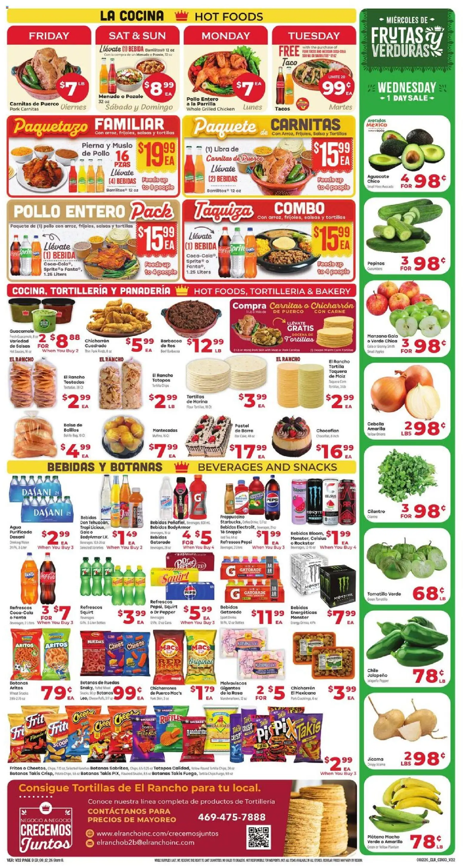 El Rancho Weekly Ad - valid from 08/12/2026 | Page: 3 | Products: Chicken, Coffee, Apples, Pepsi