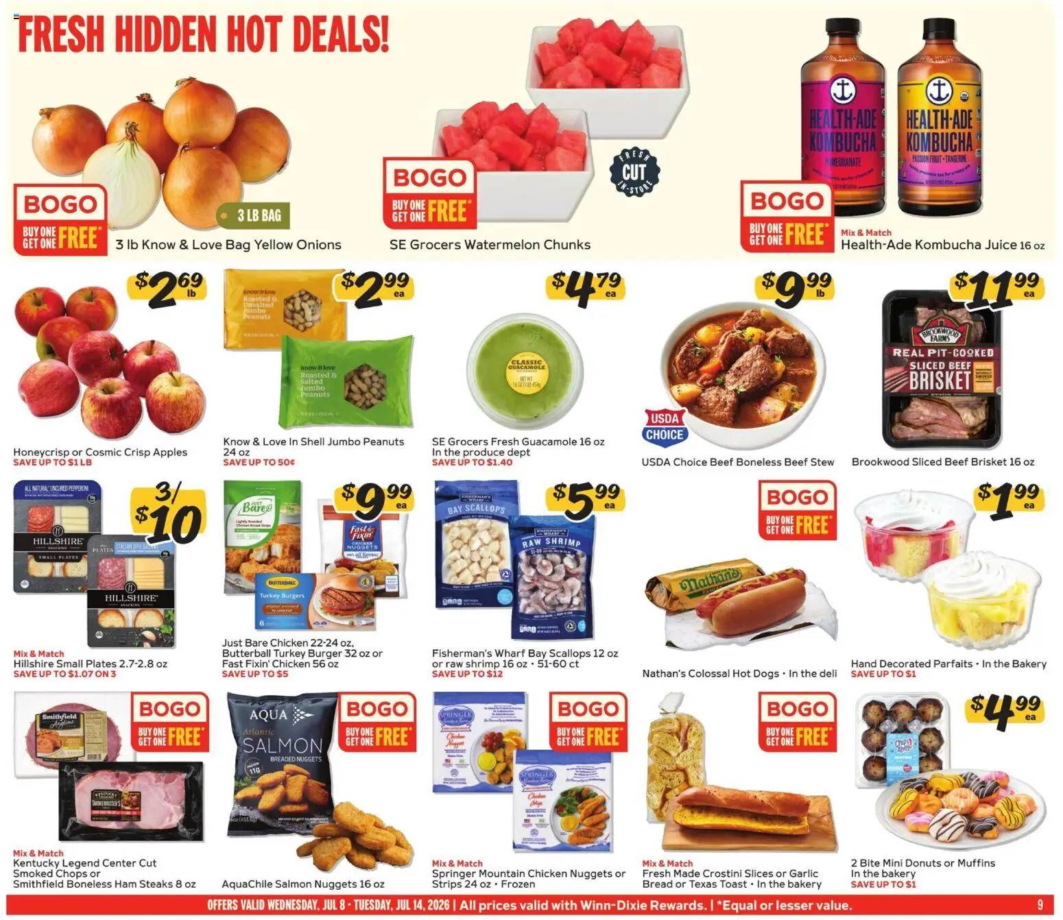 Winn Dixie Weekly Ad - valid from 07/08/2026 | Page: 9 | Products: Apples, Beef, Garlic, Watermelon