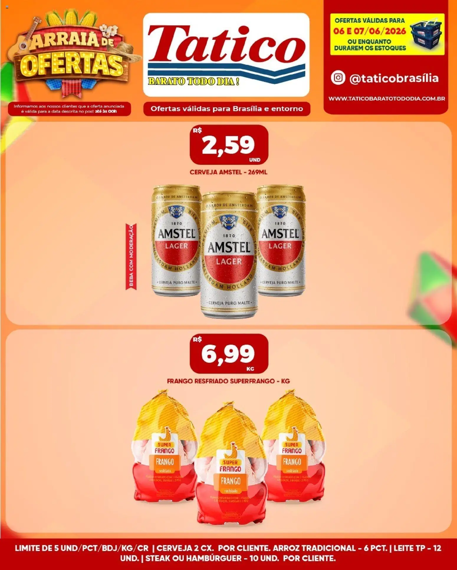 Tatico Folheto - válido de 06.06.2026 | Página: 2 | Produtos: Leite, Arroz, Hambúrguer, Frango
