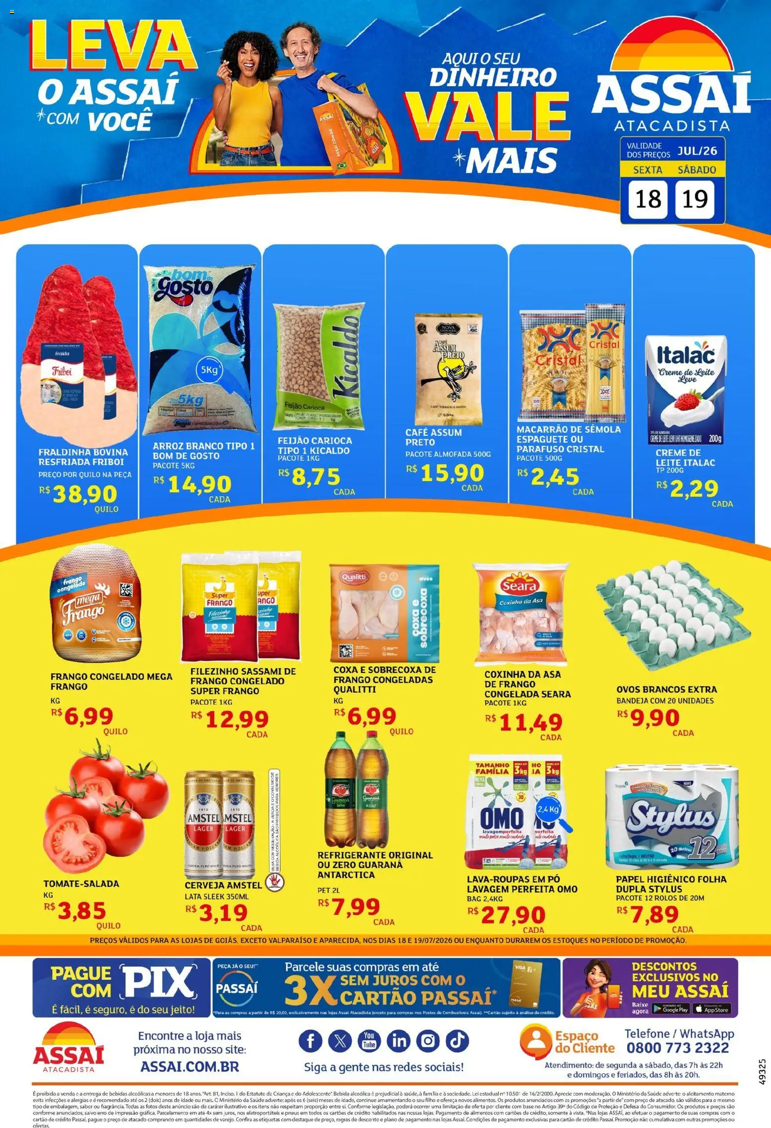 Assaí Atacadista Folheto - válido de 18/07/2026 | Página: 1 | Produtos: Espaguete, Macarrão, Telefone, Papel higiênico
