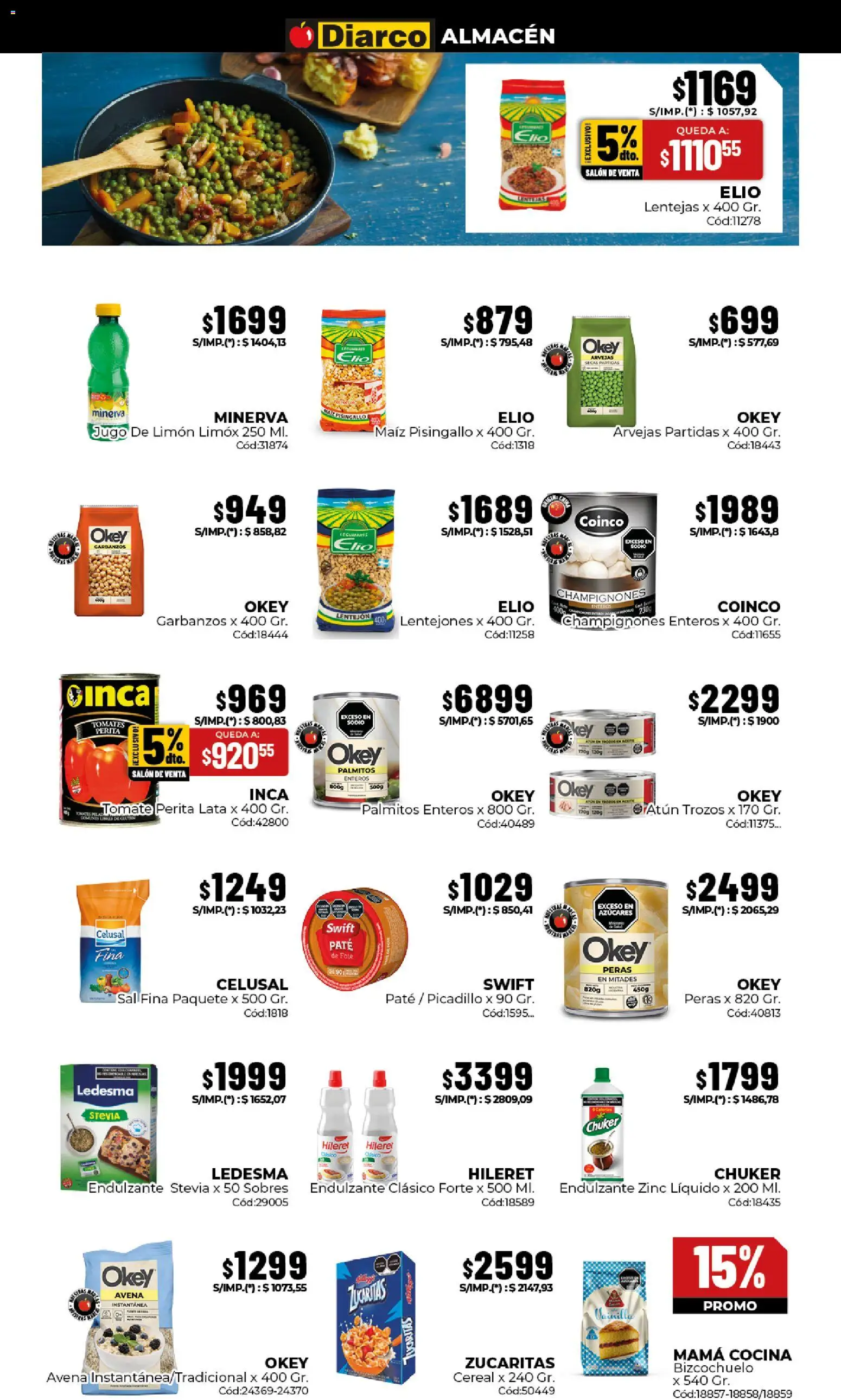 Diarco - Ofertas Interior │ válido desde el 13/07/2026 | Página: 3 | Productos: Sal, Garbanzos, Tomates, Picadillo