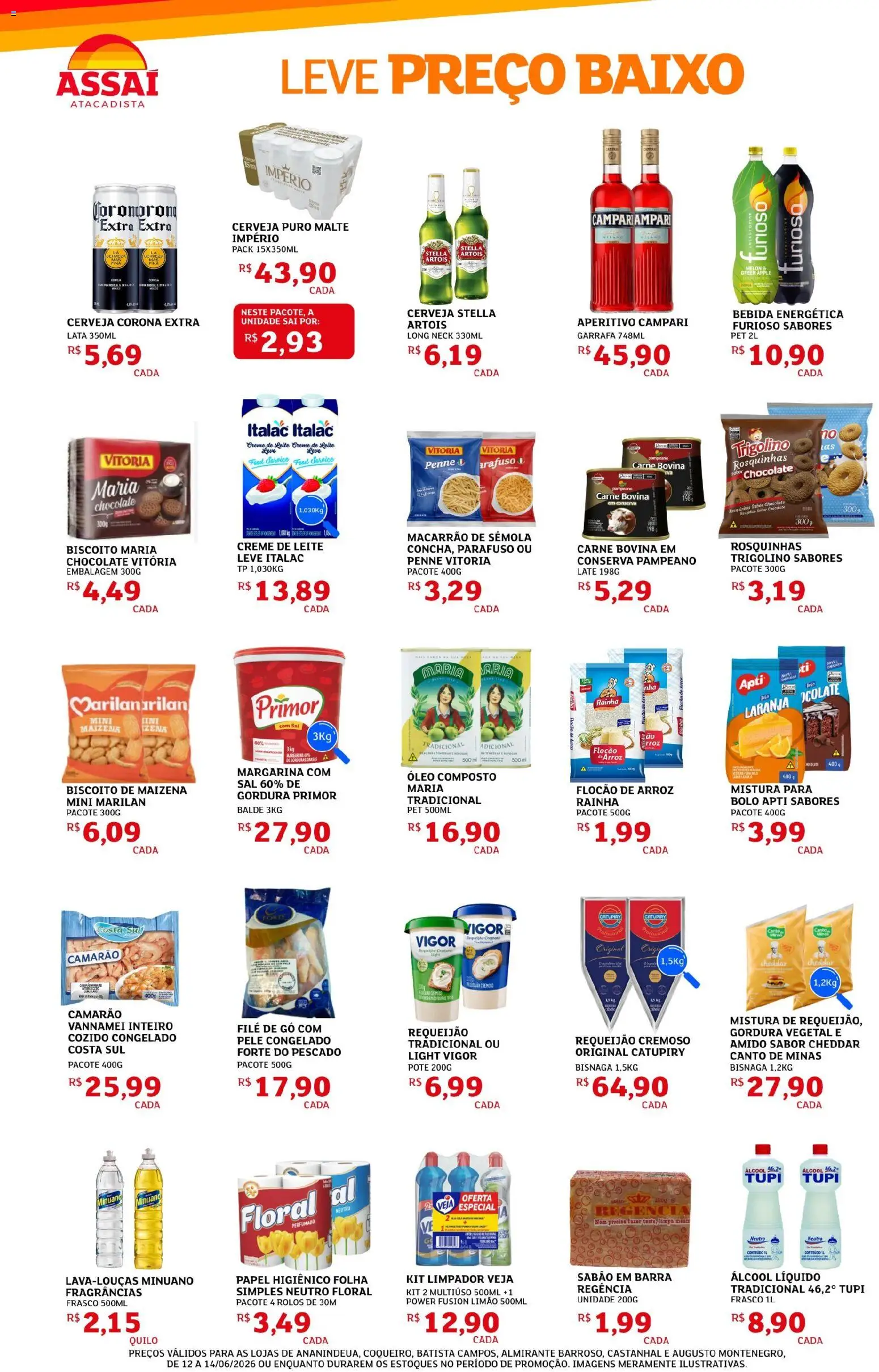 Assaí Atacadista Folheto - válido de 12.06.2026 | Página: 2 | Produtos: Macarrão, Baixo, Bebida, Sal
