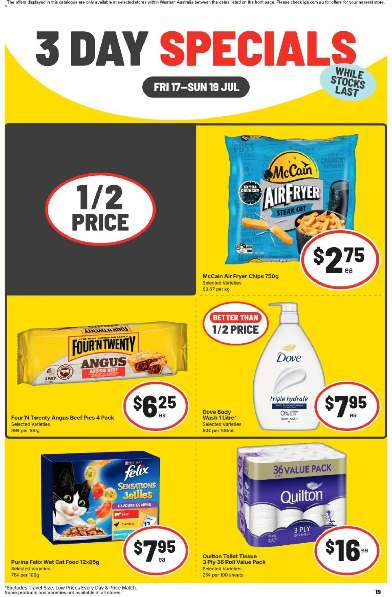IGA catalogue - valid from 17/07/2026 | Page: 3 | Products: Toilet, Chicken, Chips, Pies