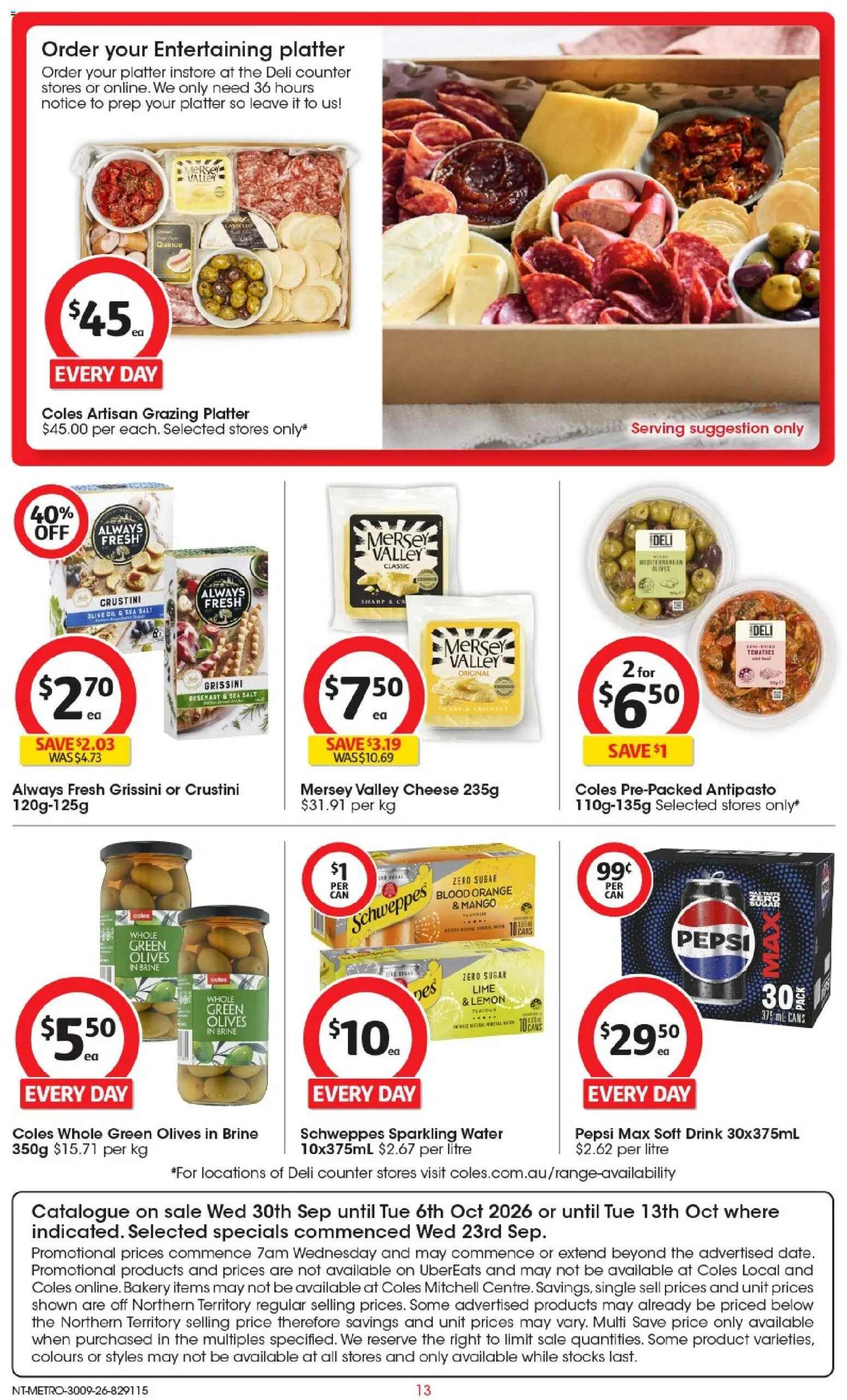 Coles catalogue - valid from 30/09/2026 | Page: 13 | Products: Cheese, Tomatoes, Lemon, Pepsi Max