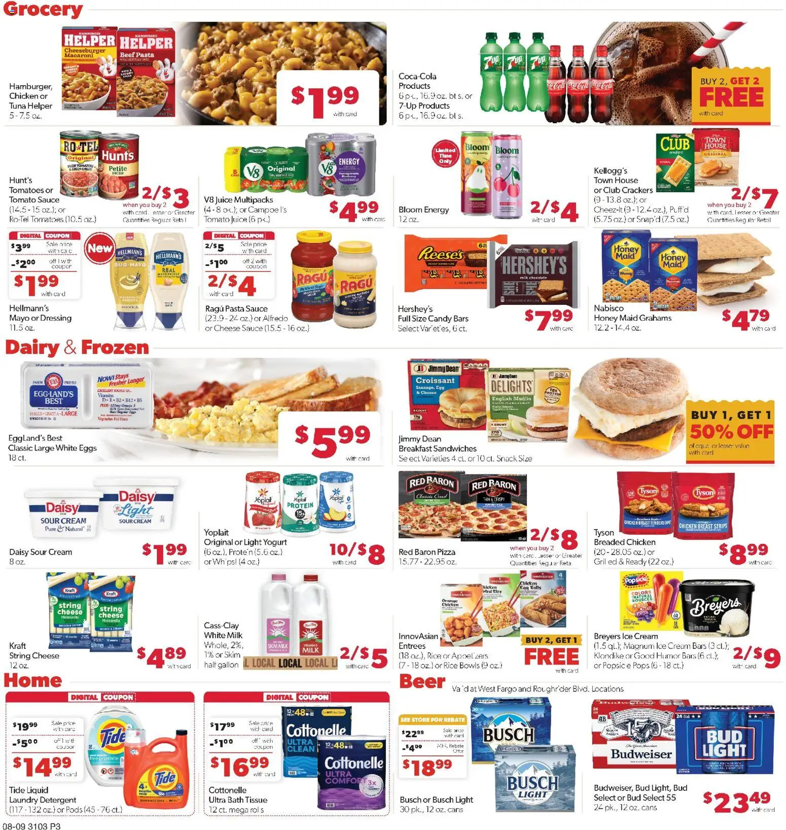 Family Fare Weekly Ad - ND - valid from 08/09/2026 | Page: 3 | Products: Laundry detergent, Omega, Beef, Ice cream