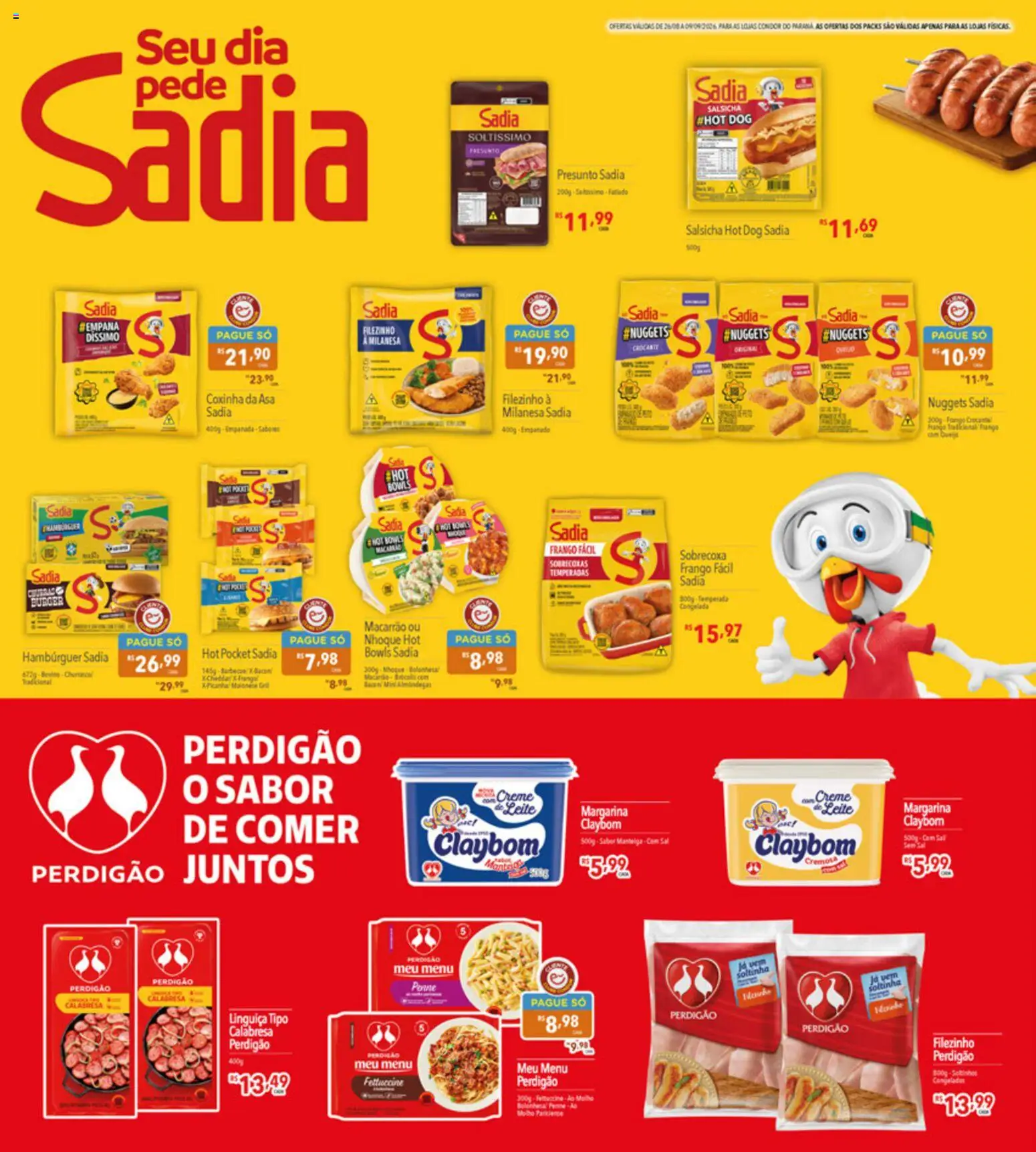 Supermercados Condor Folheto - válido de 26/08/2026 | Página: 14 | Produtos: Creme, Nhoque, Bacon, Maionese