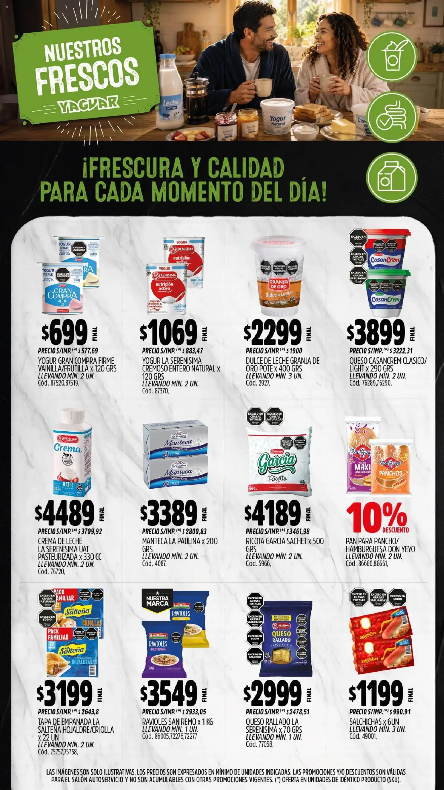 Yaguar - Oferta Semanal Chaco │ válido desde el 31/08/2026 | Página: 9 | Productos: Ricota, Dulce, Hamburguesa, Salchichas