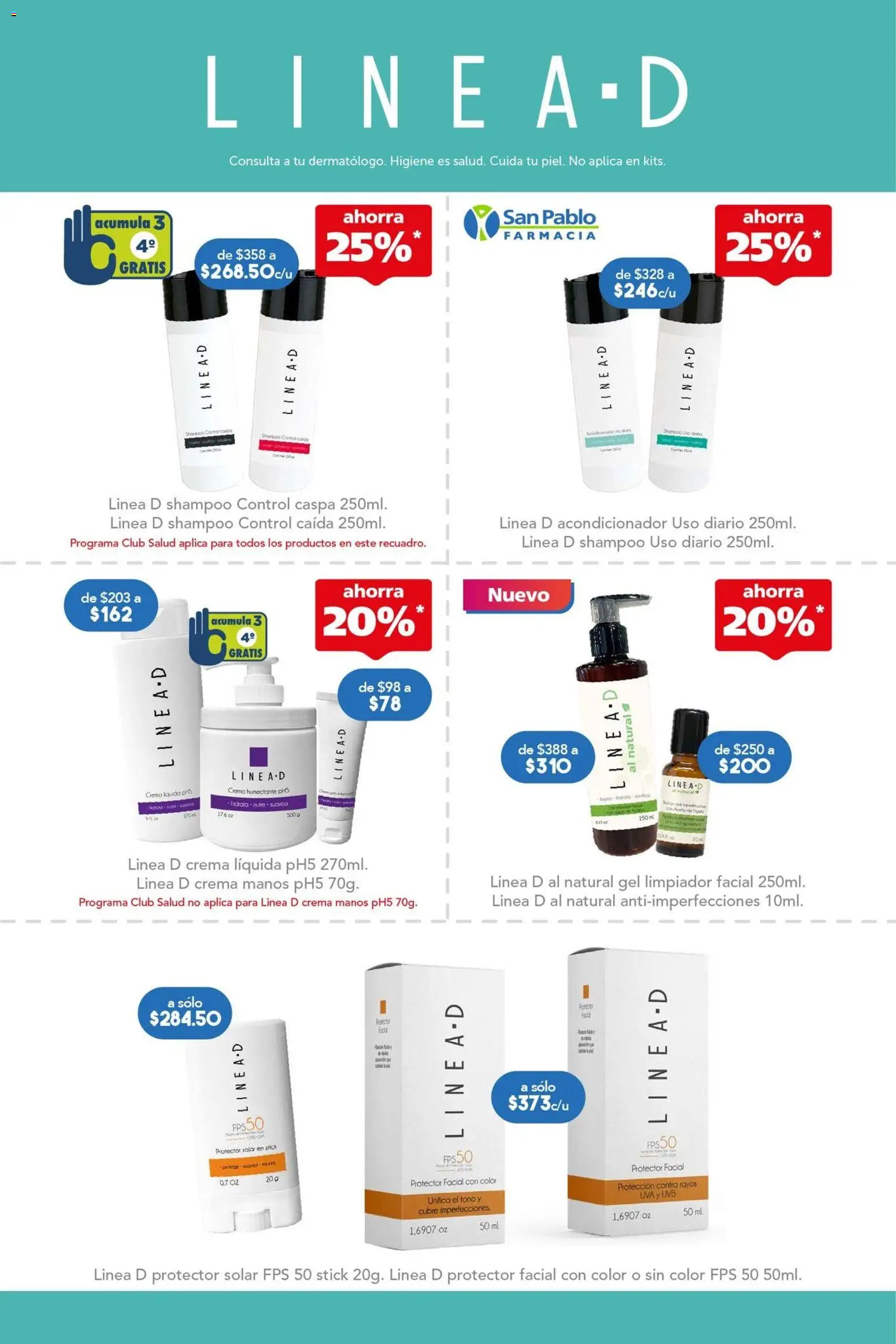Nuevas ofertas de Farmacia San Pablo válidas en toda la República Mexicana desde el 07.06.2026. ¡Encuentra las mejores ofertas en Farmacia San Pablo catálogo! | Página: 5 | Productos: Crema, Uva, Limpiador, Protector solar