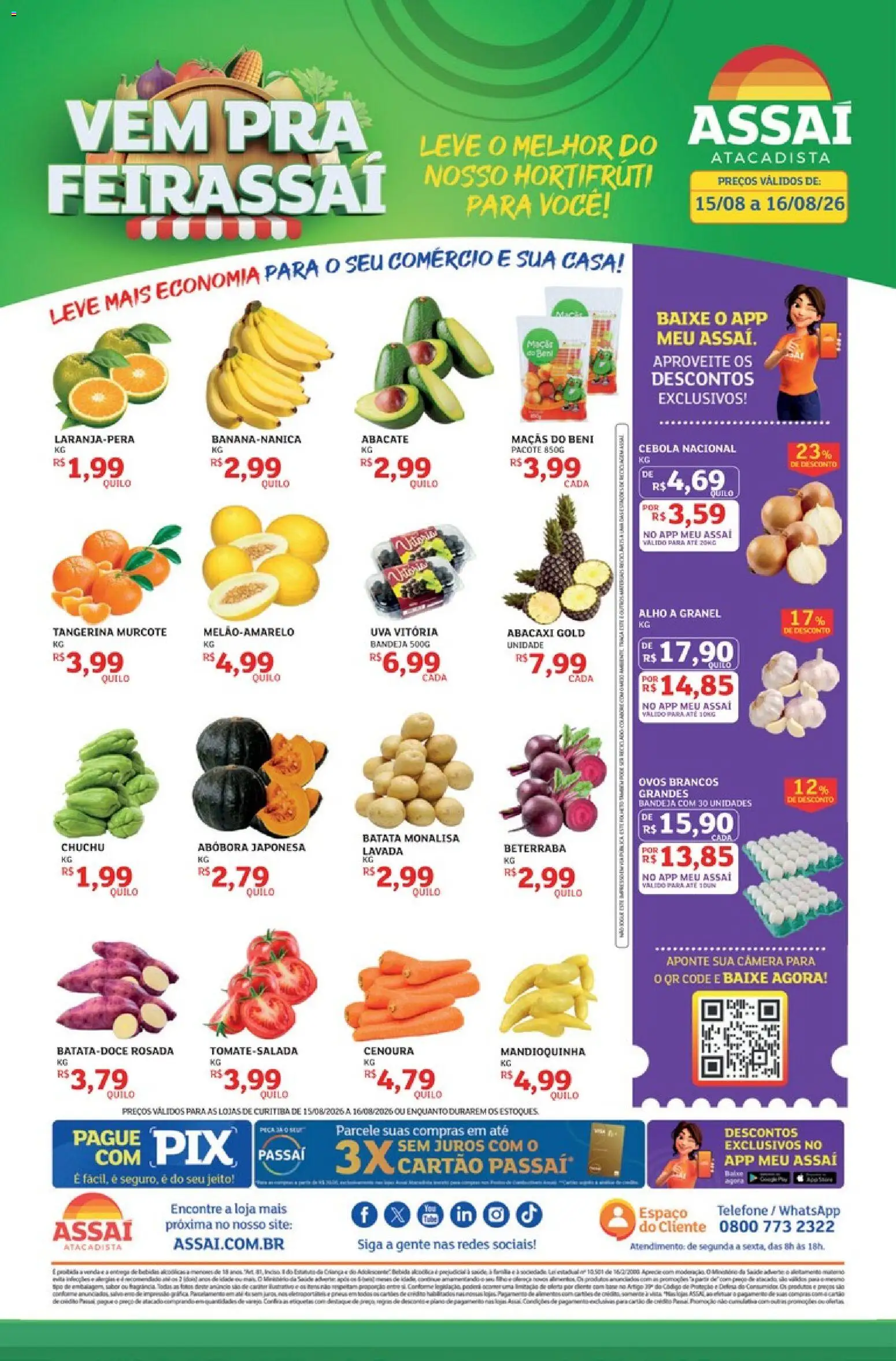 Assaí Atacadista Folheto - válido de 15/08/2026 | Página: 1 | Produtos: Abóbora, Beterraba, Cebola, Bandeja