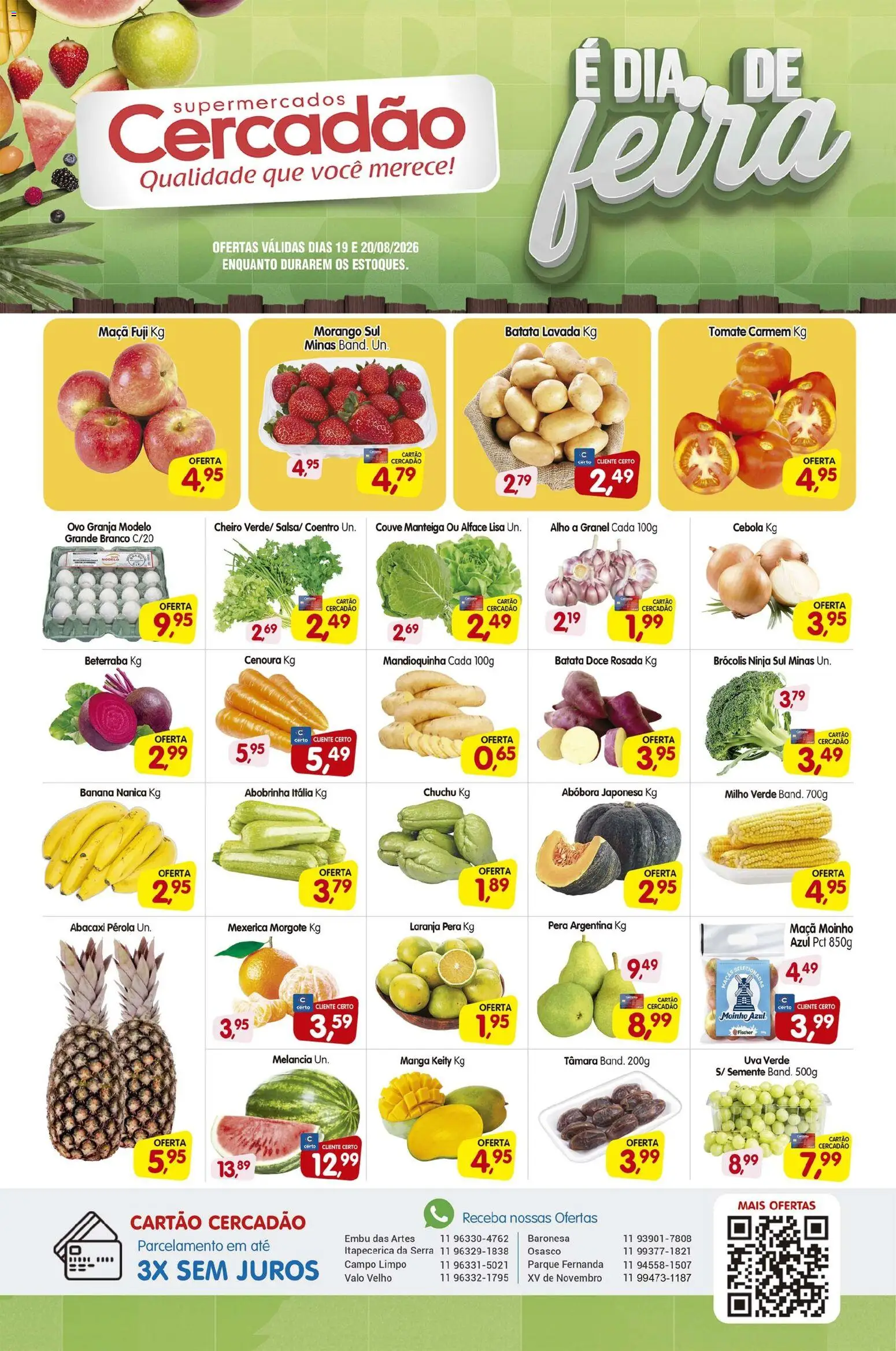 Cercadão Folheto - válido de 19/08/2026 | Página: 1 | Produtos: Melancia, Alho, Uva, Brócolis