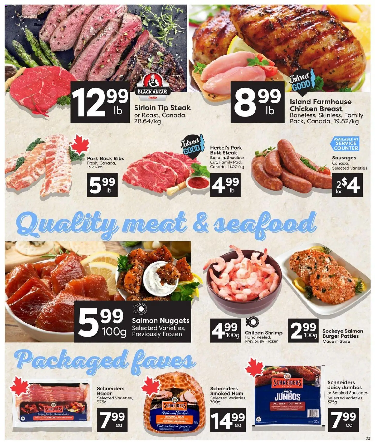 Quality Foods flyer valid from Aug 27, 2026 | Page: 4 | Products: Shrimp, Steak, Chicken breast, Pork