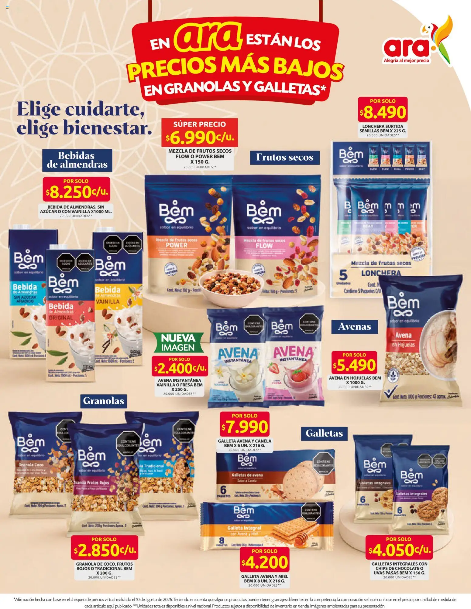 Ara revista - valida desde el 20/08/2026 | Página: 4 | Productos: Bebidas, Semillas, Lonchera, Uvas pasas