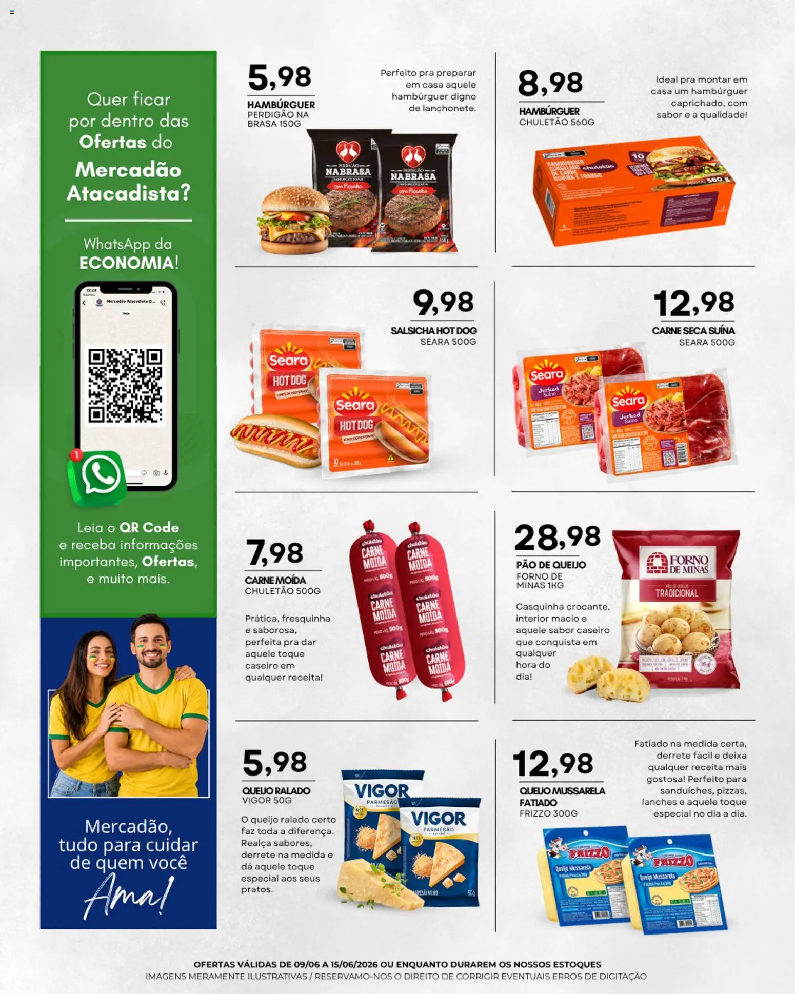 Mercadão Atacadista Folheto - válido de 09.06.2026 | Página: 3 | Produtos: Salsicha, Queijo, Queijo ralado, Pão de queijo