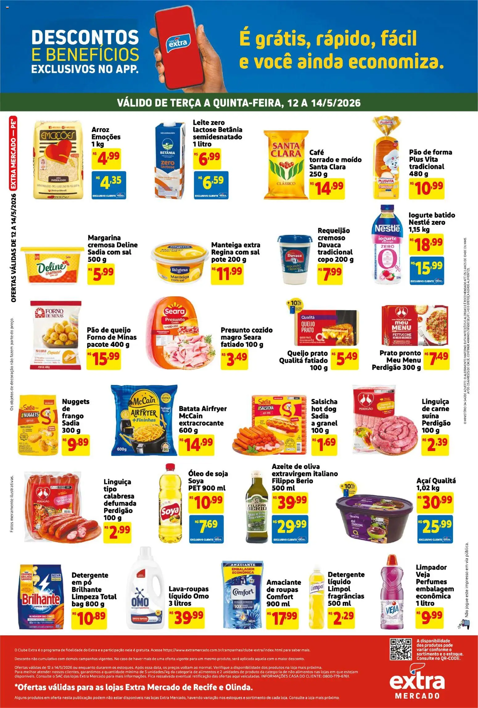 Extra Folheto - válido de 12.05.2026 | Página: 2 | Produtos: Pó, Detergente, Carne, Pão de queijo