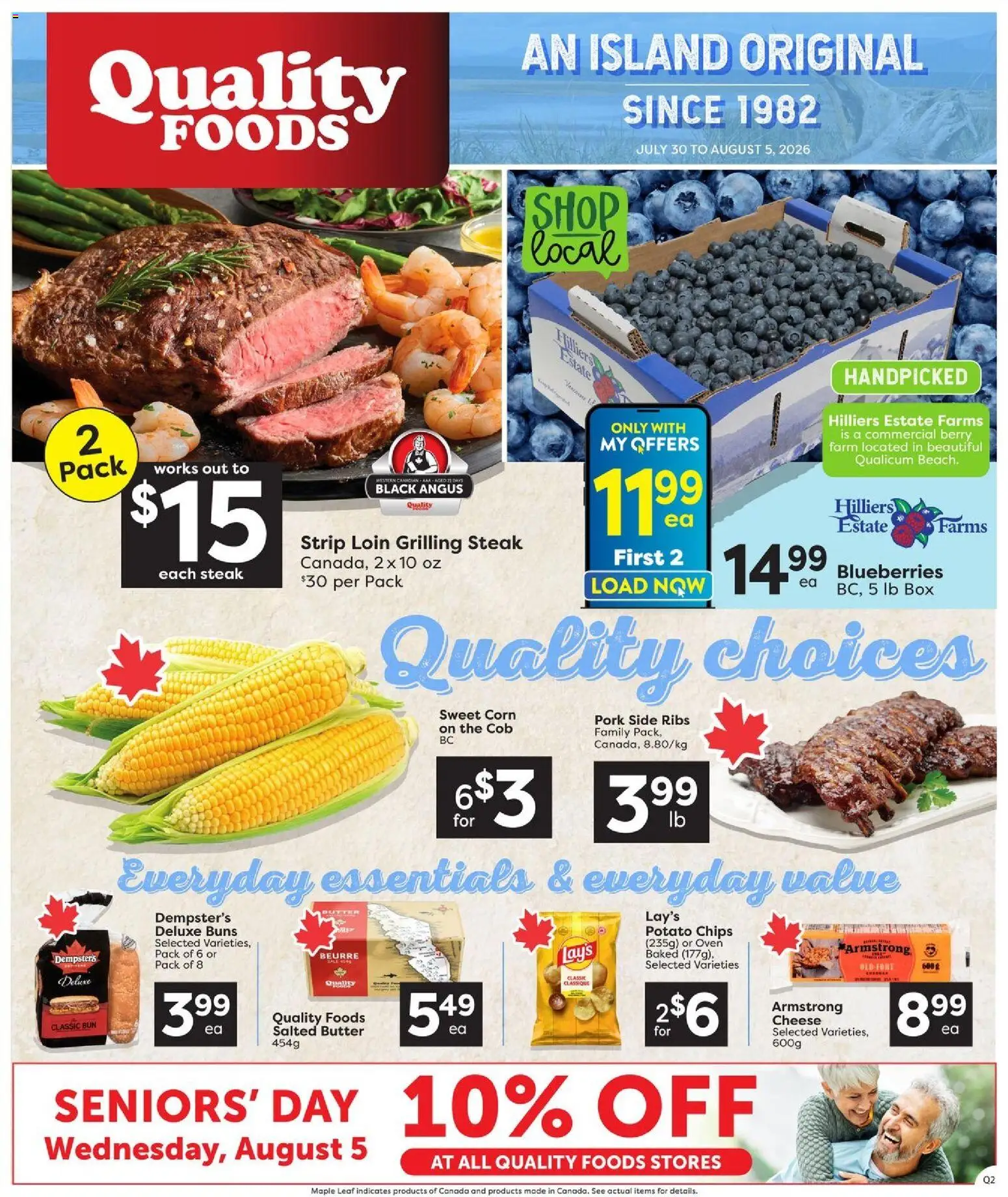 Quality Foods flyer valid from Jul 30, 2026 | Page: 1 | Products: Chips, Oven, Box, Pork