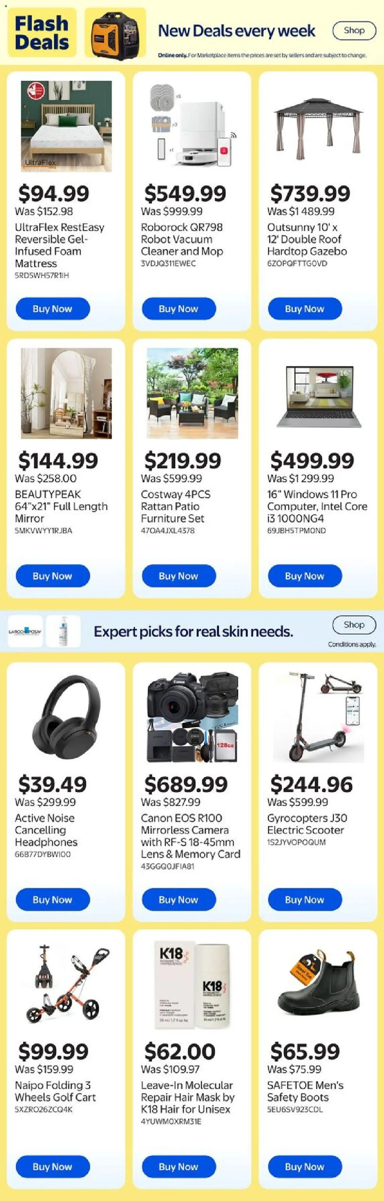 Walmart flyer valid from 07.05.2026 | Page: 15 | Products: Boots, Memory card, Mattress, Mirror