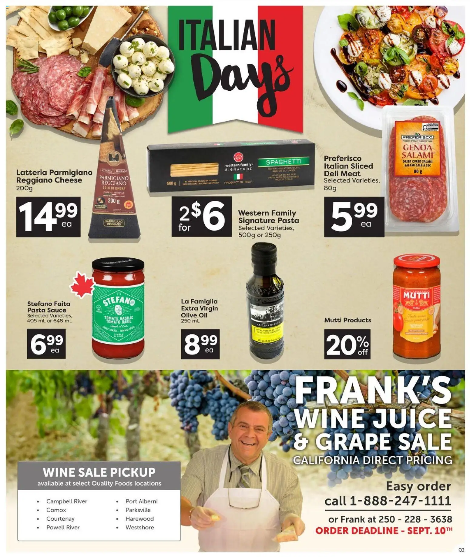 Quality Foods flyer valid from Sep 17, 2026 | Page: 17 | Products: Meat, Olive oil, Salami, Juice