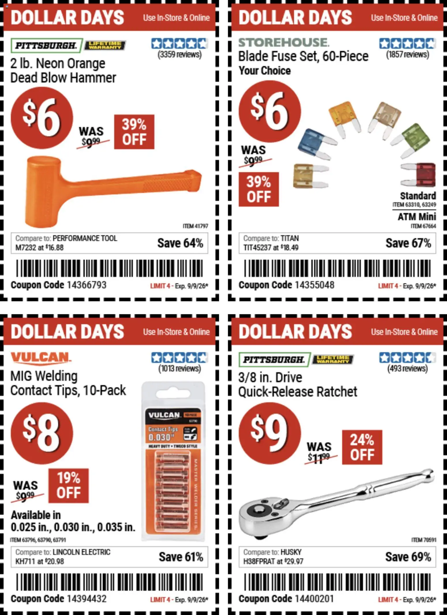 Harbor Freight Dollar Days - valid from 08/27/2026 | Page: 4 | Products: Ratchet, Hammer