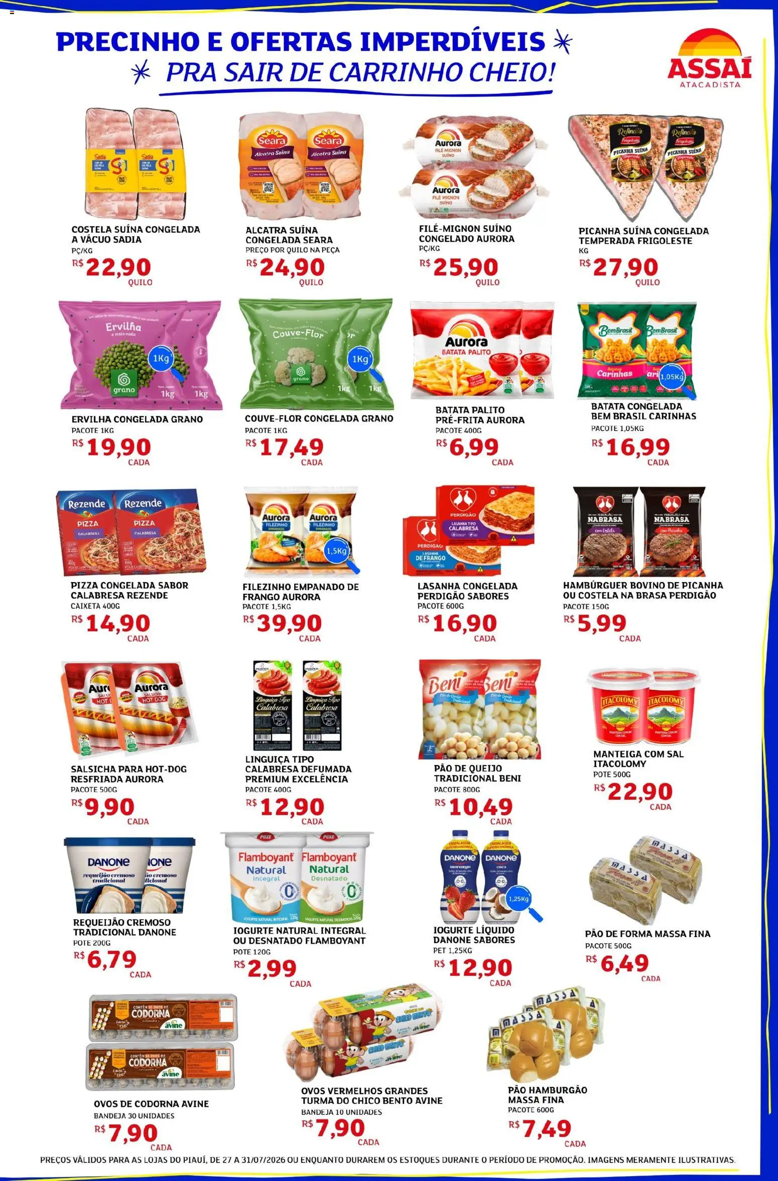Assaí Atacadista Folheto - válido de 27/07/2026 | Página: 3 | Produtos: Iogurte, Hambúrguer, Bandeja, Sal