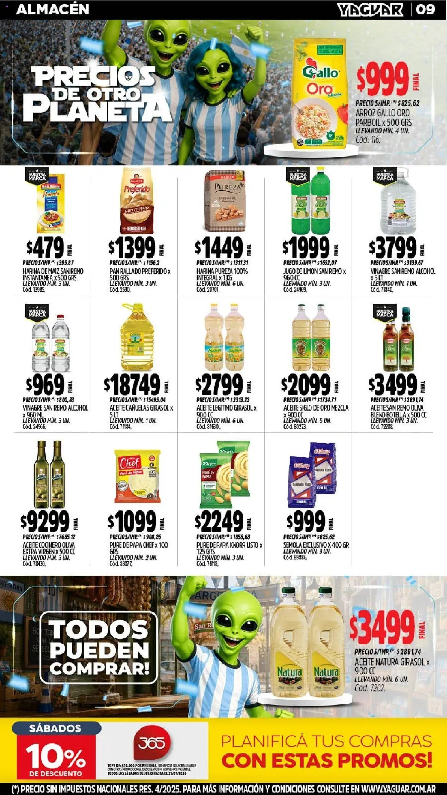 Yaguar - Oferta Semanal Santa Fé │ válido desde el 06/07/2026 | Página: 11 | Productos: Harina, Aceite, Vinagre, Oliva