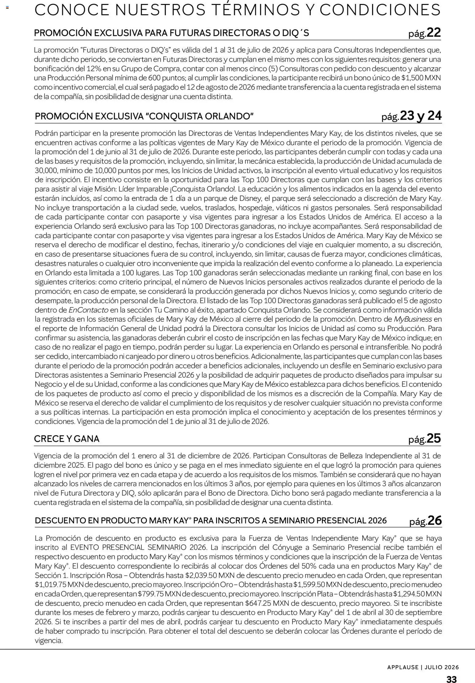 Nuevas ofertas de Mary Kay válidas en toda la República Mexicana desde el 01/07/2026. ¡Encuentra las mejores ofertas en Catálogo Mary Kay Applause 2026! | Página: 33 | Productos: Agenda, Top, Té