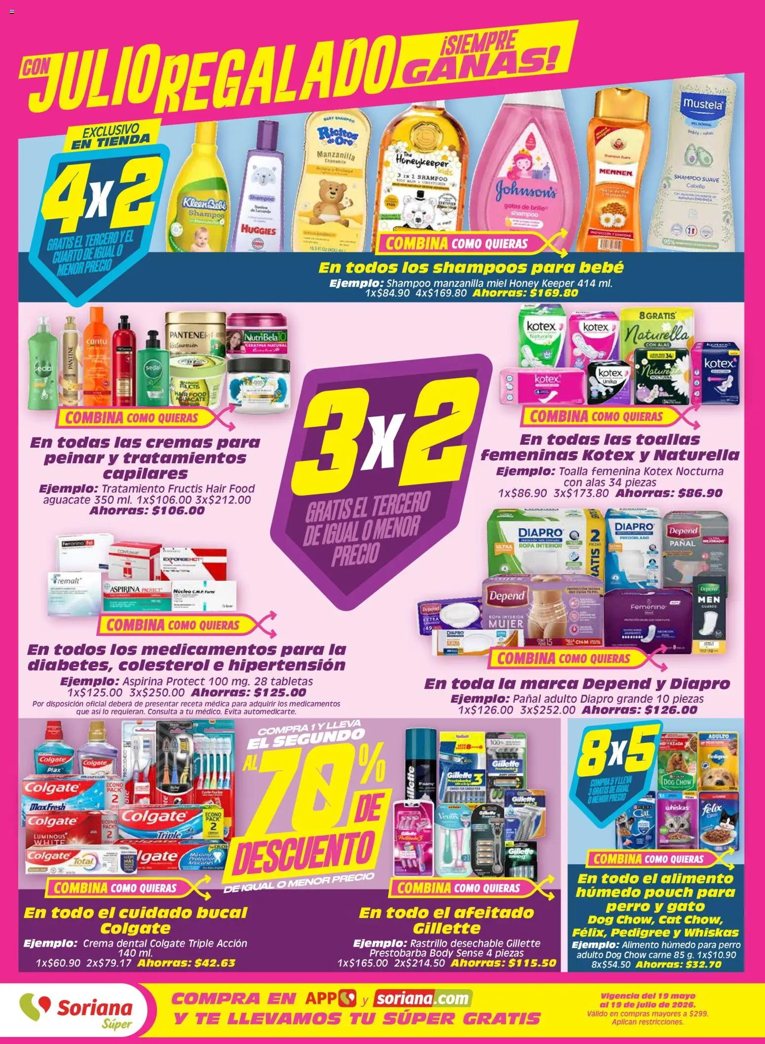 Nuevas ofertas de Soriana válidas en toda la República Mexicana desde el 26/06/2026. ¡Encuentra las mejores ofertas en Soriana Julio Regalado Súper Nacional! | Página: 5 | Productos: Rastrillo, Ropa, Té, Toallas